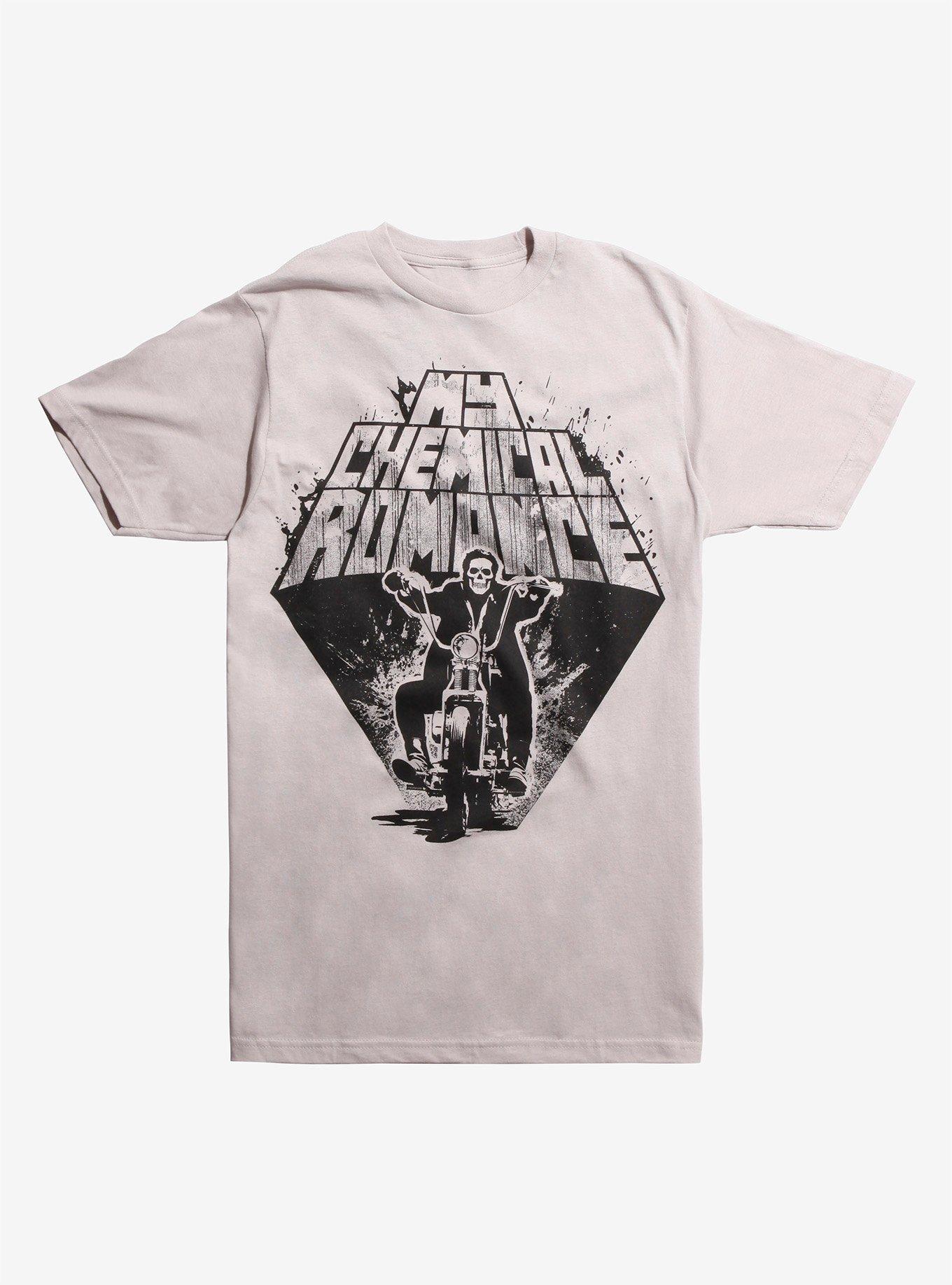 My Chemical Romance Motorcycle Skeleton T-Shirt, GREY, hi-res