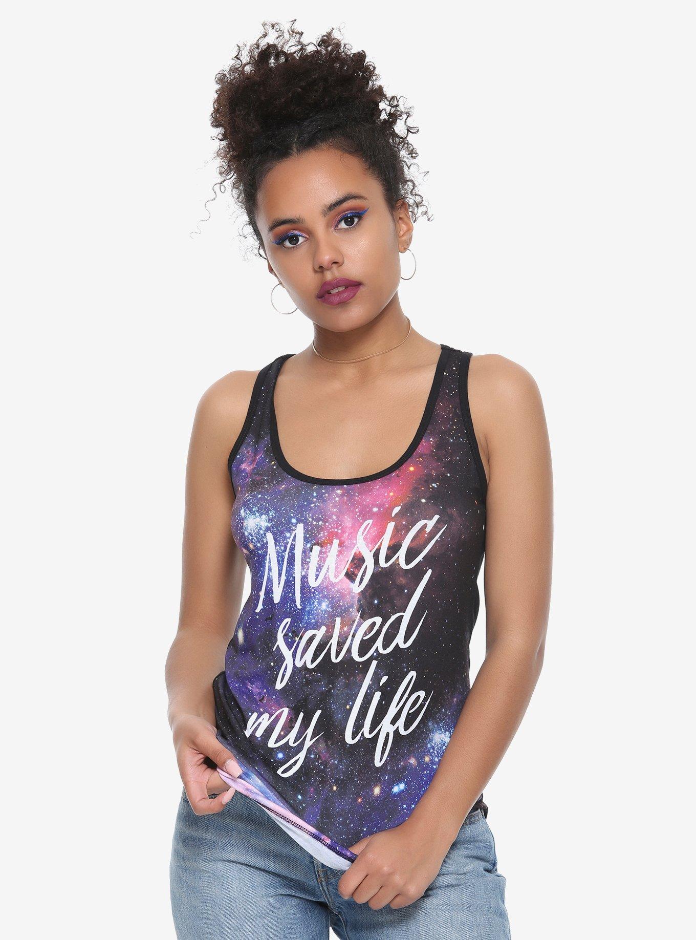 Music Saved My Life Galaxy Girls Tank Top, GALAXY, hi-res
