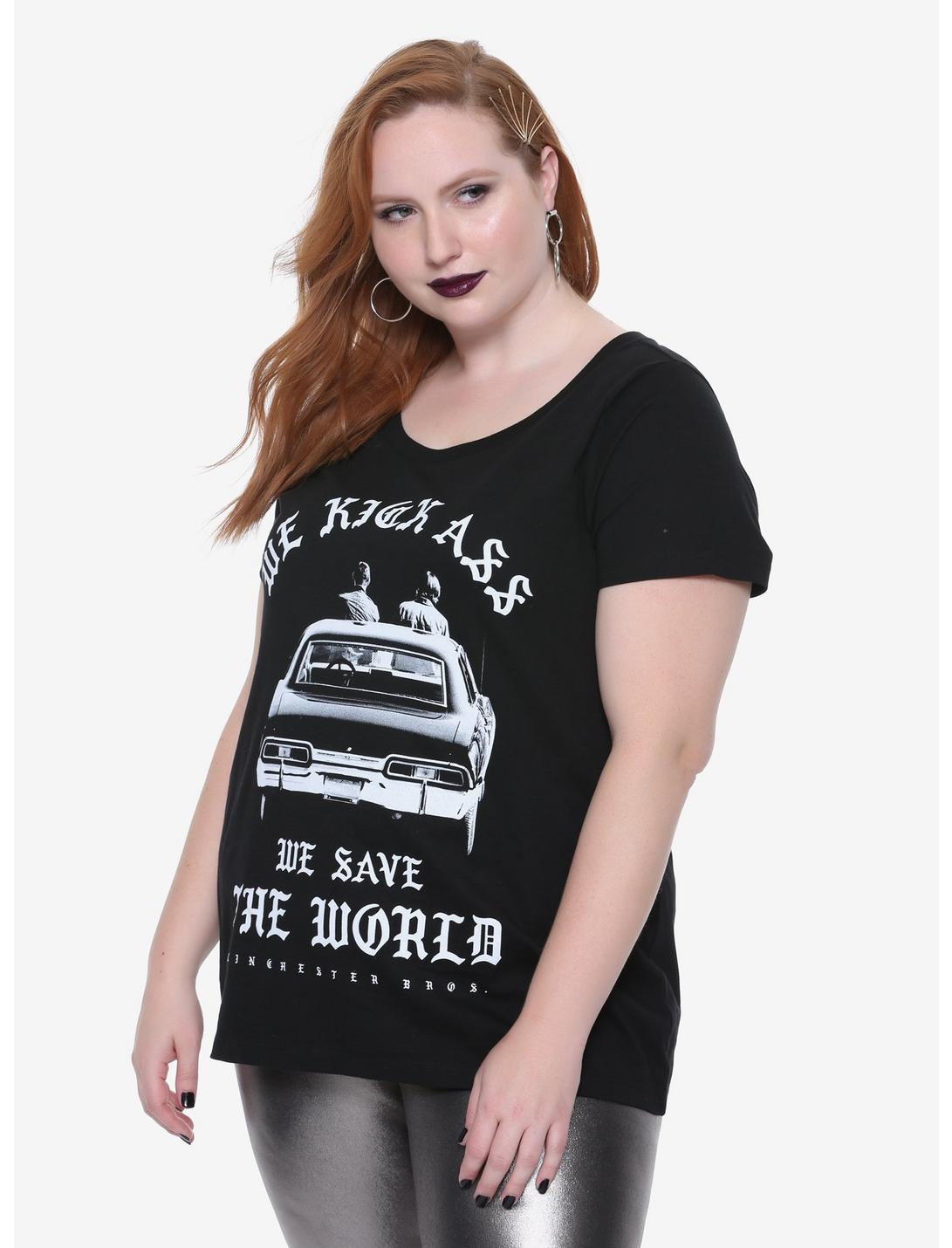 Supernatural Kick Ass Girls T-Shirt Plus Size, BLACK, hi-res