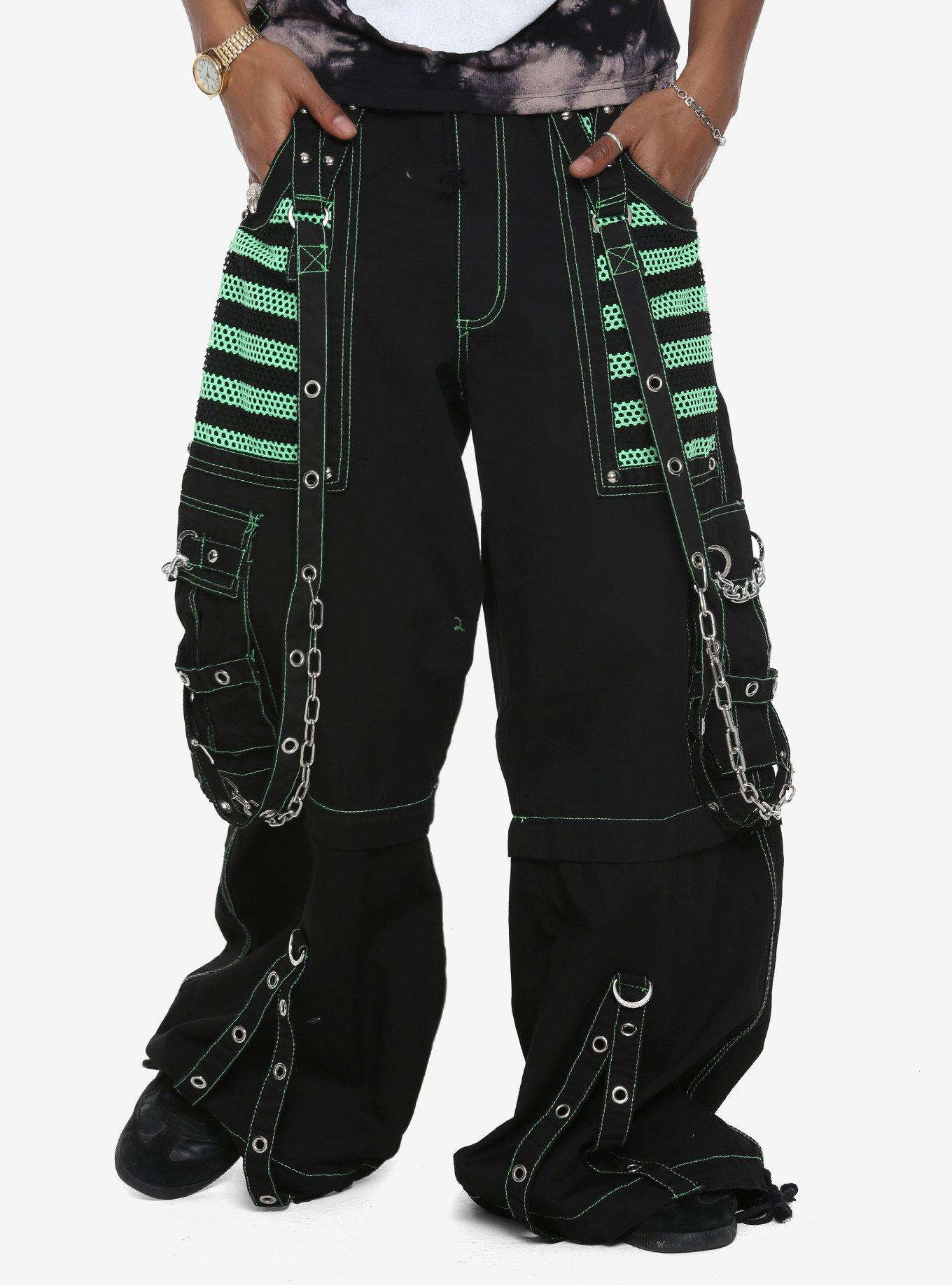 パンツ G tech mesh pants mini Theredthread Tripp Green & Black Electro Mesh Pocket Zip-Off Pants | Hot Topic