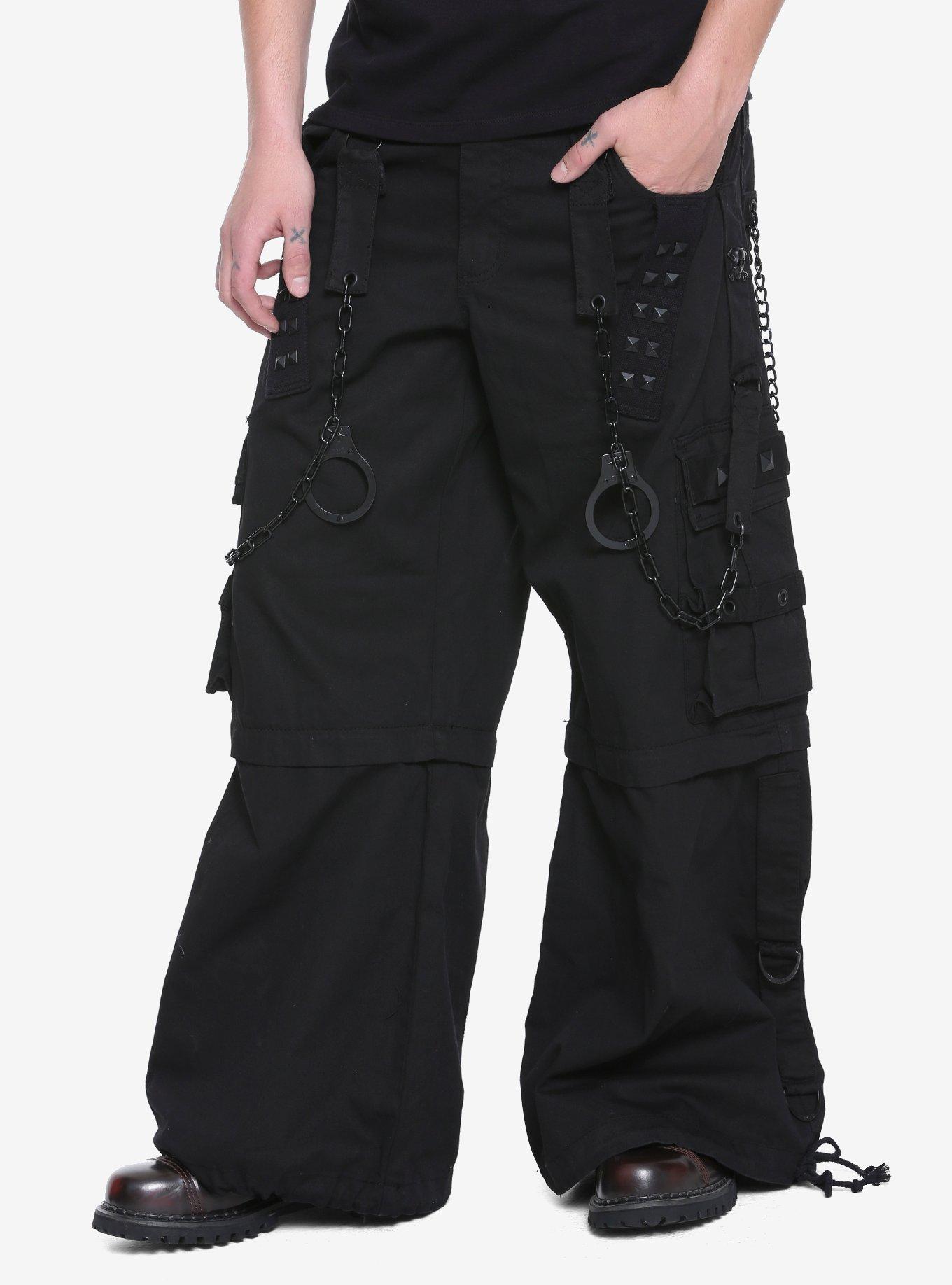 Tripp Black Lock Up Handcuff Chain Zip-Off Pants, BLACK, hi-res