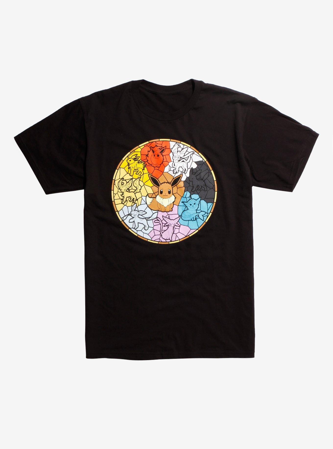 Pokemon Eevee Evolutions Stained Glass T-Shirt, BLACK, hi-res