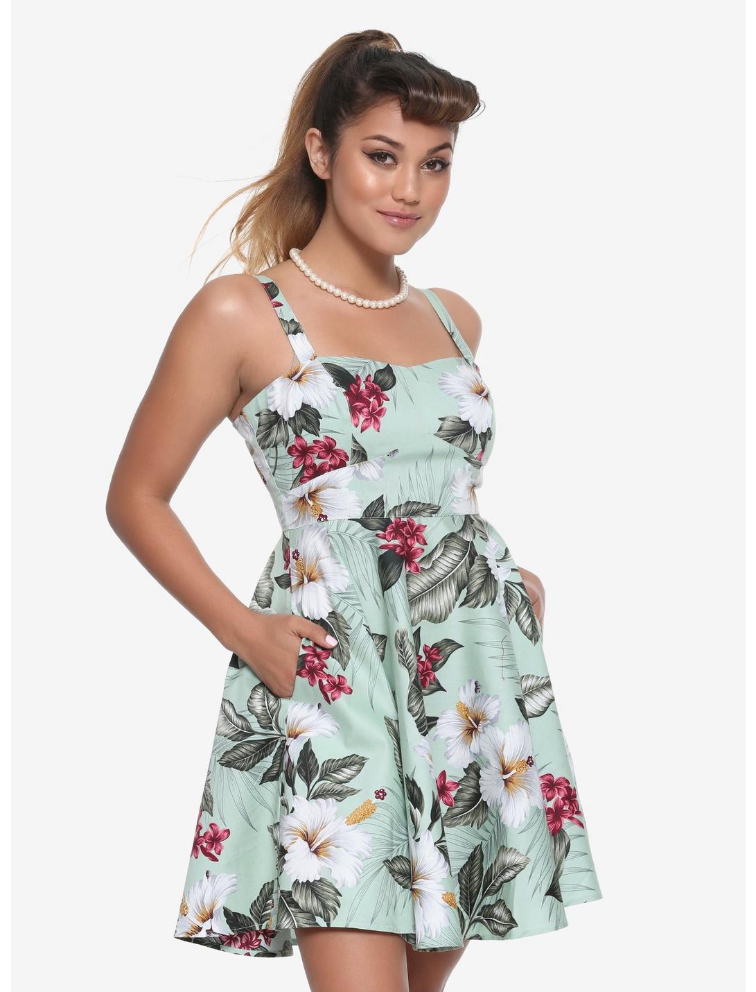 Hell Bunny Tahiti Mini Dress, GREEN, hi-res