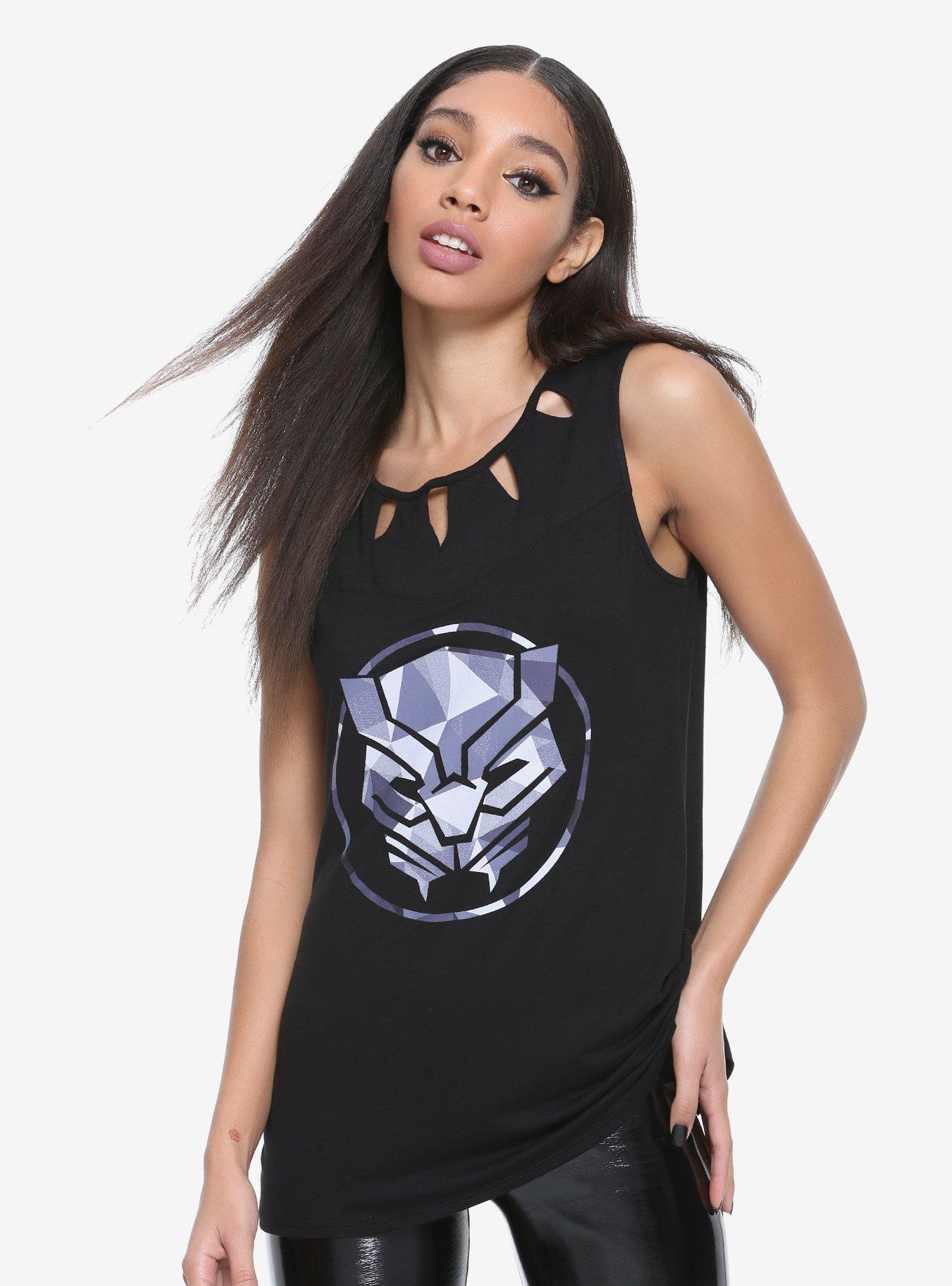 Her Universe Marvel Black Panther Mesh Cutout Girls Tank Top, BLACK, hi-res