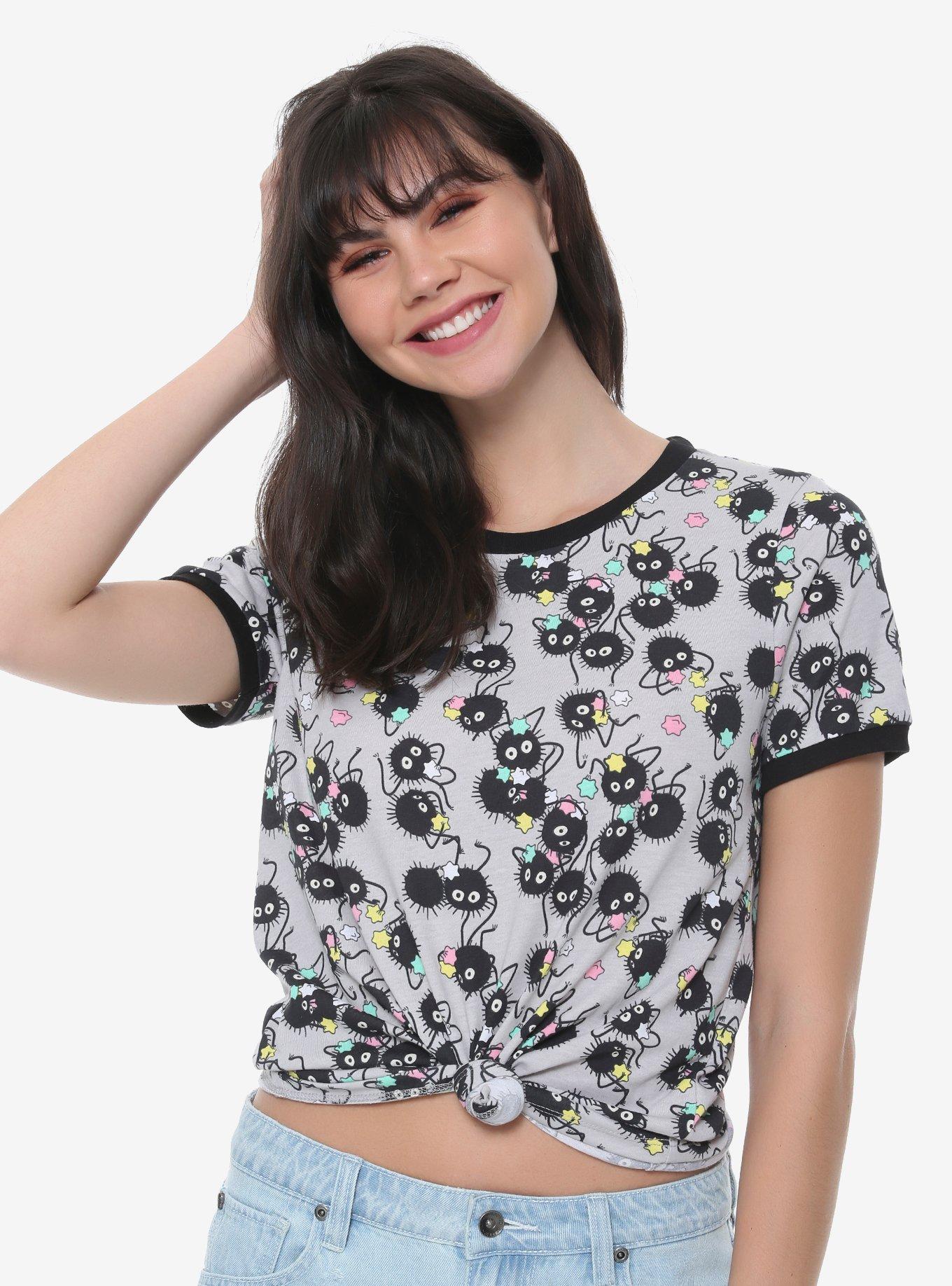 Her Universe Studio Ghibli Spirited Away Soot Sprites Girls Ringer T-Shirt, GREY, hi-res