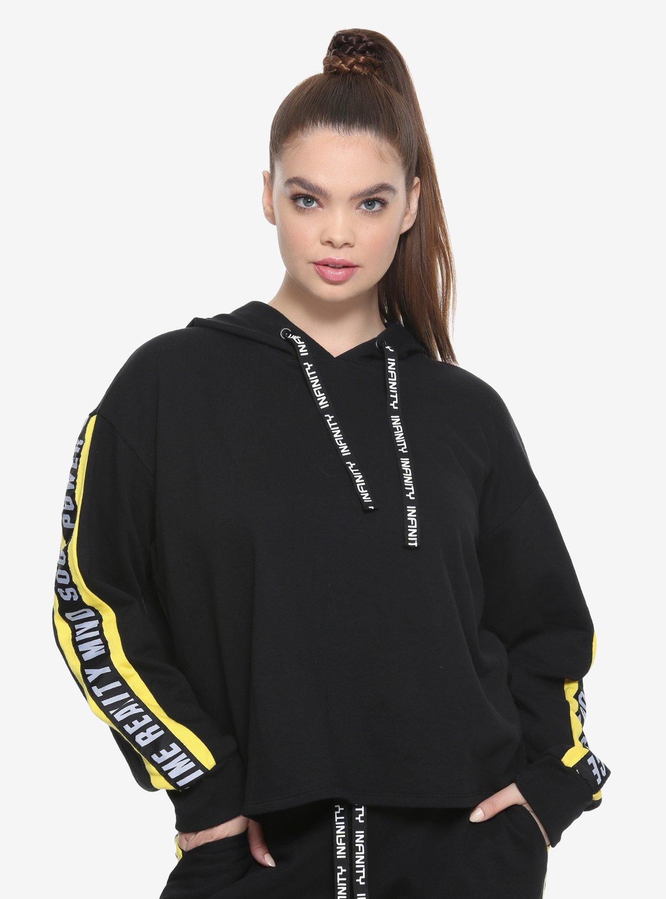 Her Universe Marvel Avengers: Infinity War Mind Stone Crop Hoodie Plus Size, BLACK, hi-res