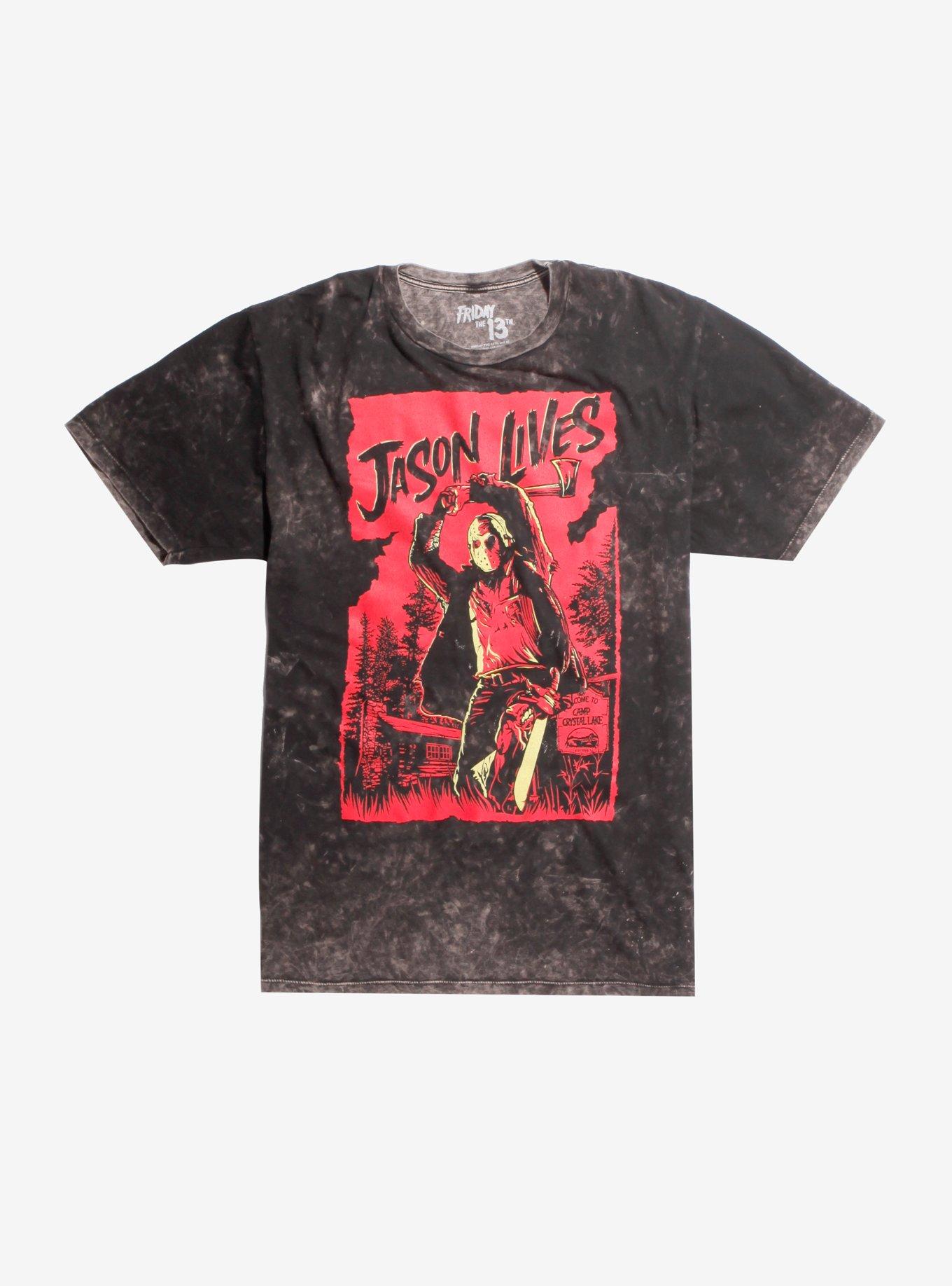 Friday The 13th Jason Lives Acid Wash T-Shirt, MULTI, hi-res