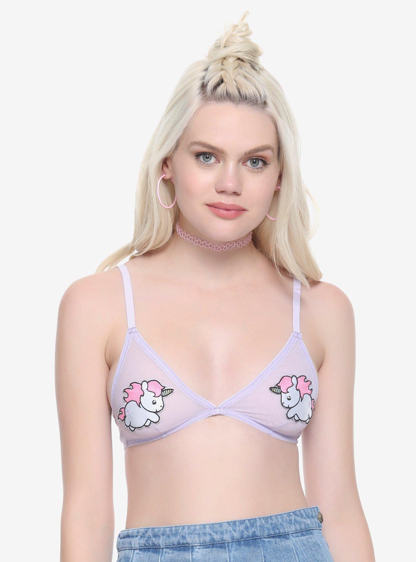 Rainbow Heart Mesh Bralette Hot Topic 