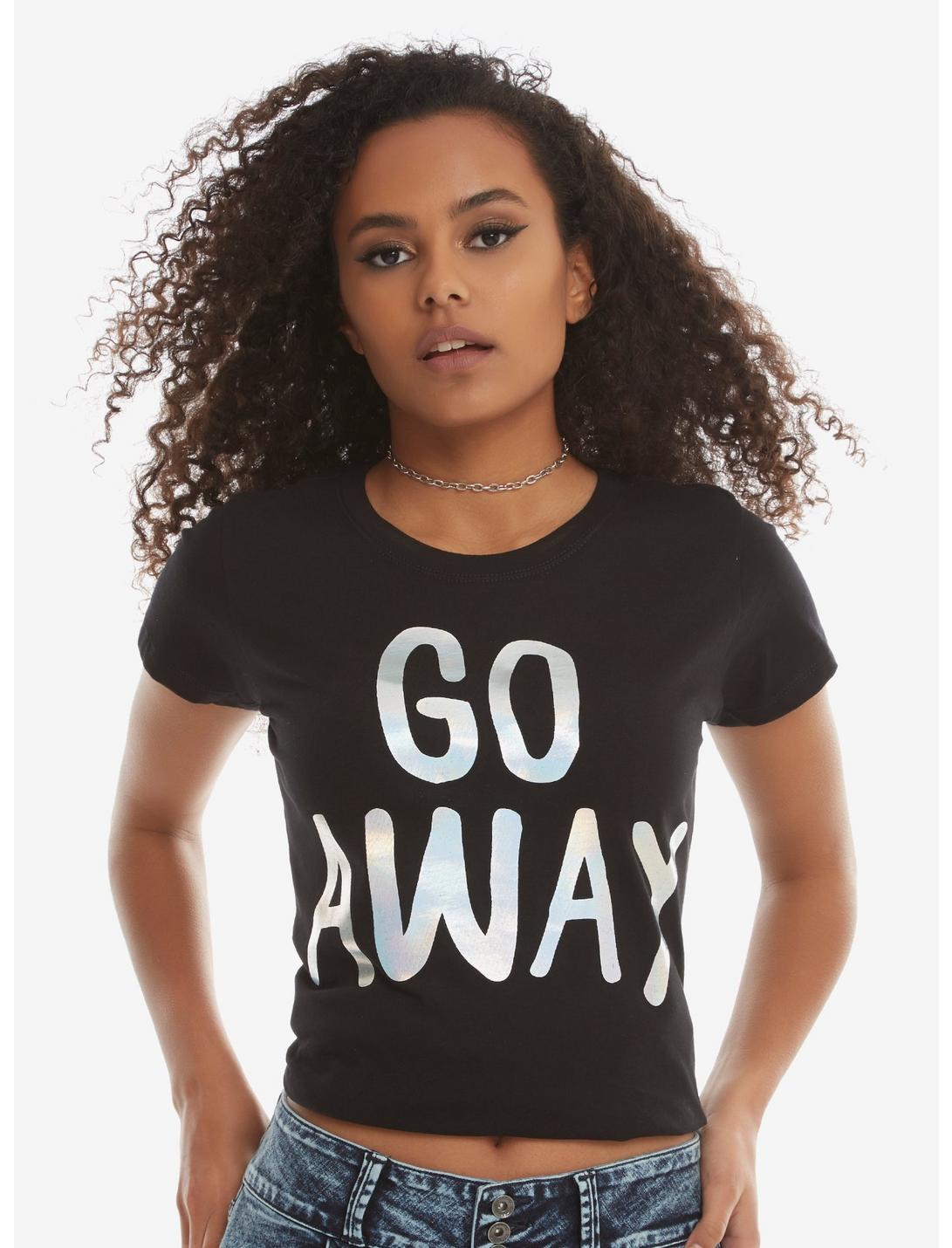 Go Away Holographic Girls T-Shirt, BLACK, hi-res