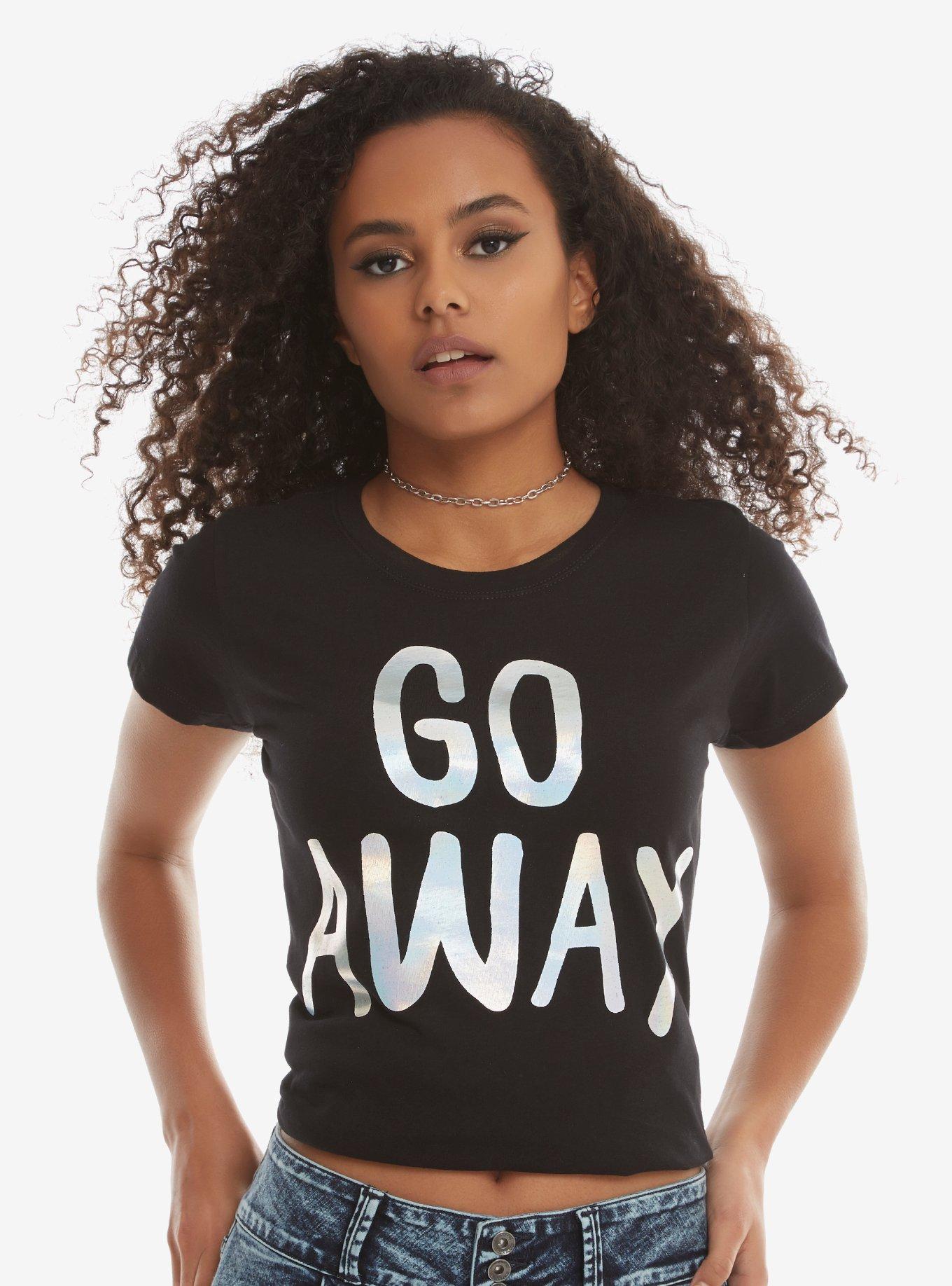 Go Away Holographic Girls T-Shirt, BLACK, hi-res