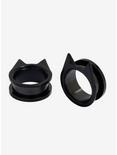Steel Black Cat Ear Spool Tunnel Plug 2 Pack, BLACK, hi-res