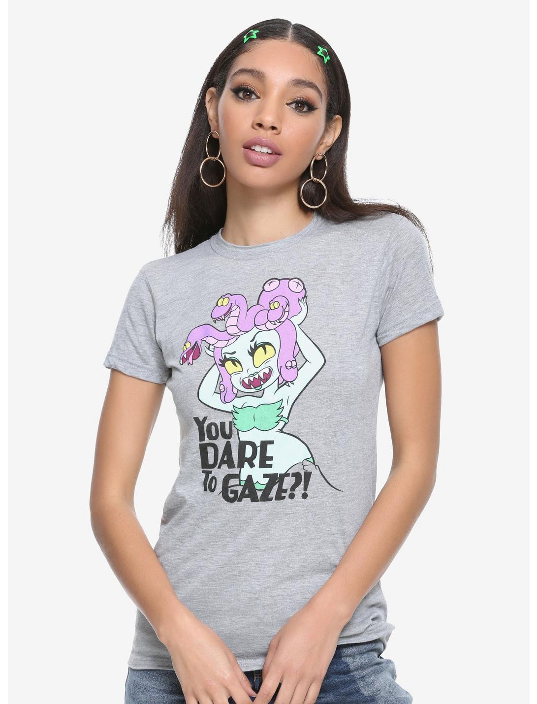 Cuphead Cala Maria Medusa Gaze Girls T-Shirt, GREY, hi-res