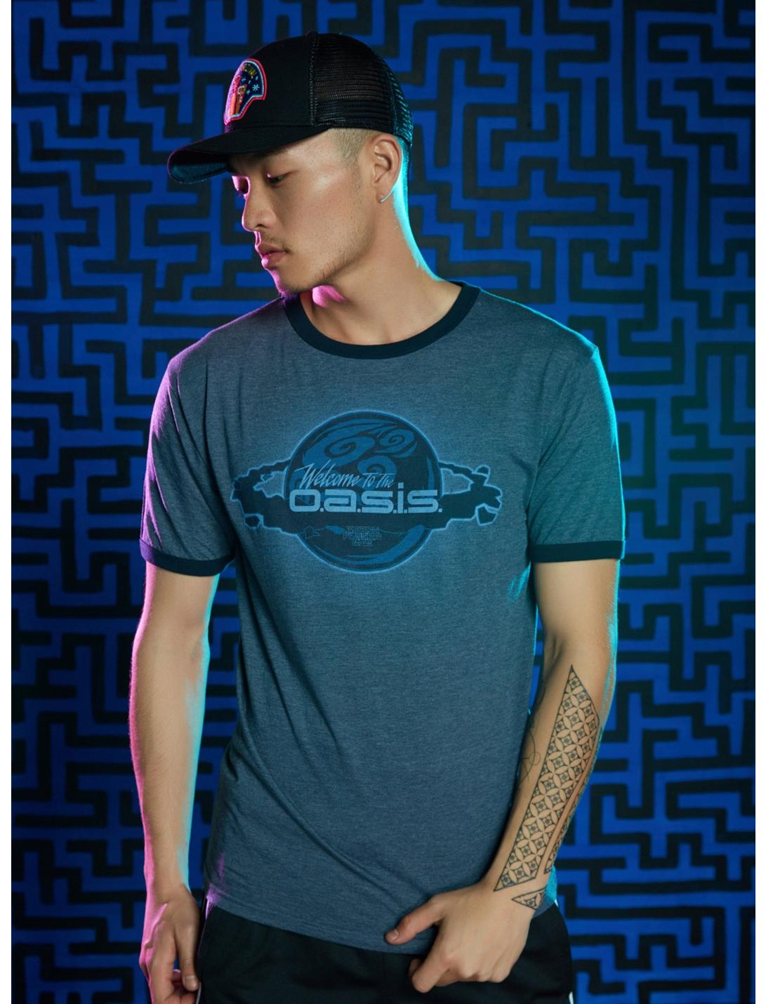 Ready Player One Welcome To The OASIS Ringer T-Shirt, BLUE, hi-res