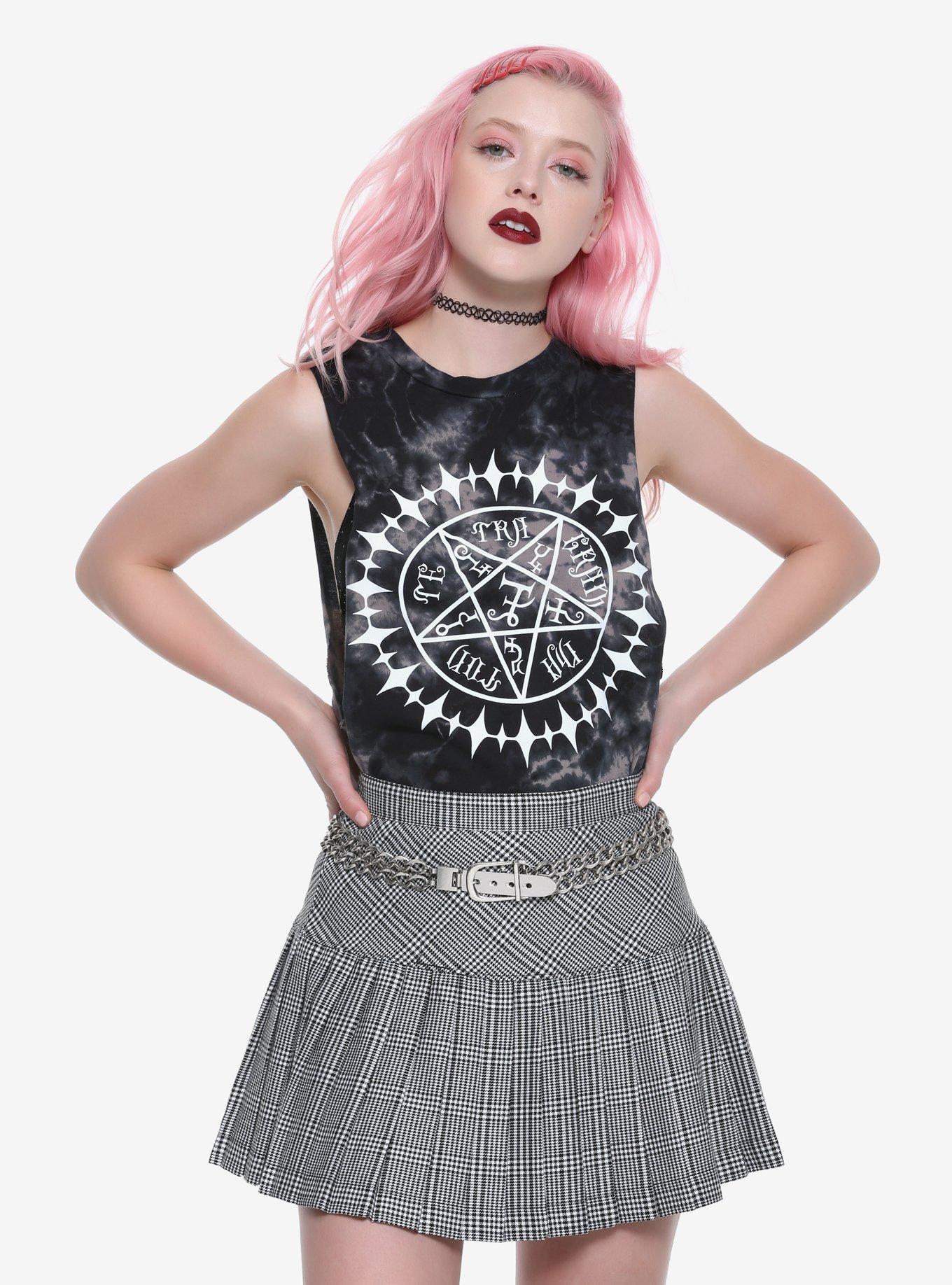 Black Butler Contract Symbol Tie Dye Girls Muscle Top, BLACK, hi-res