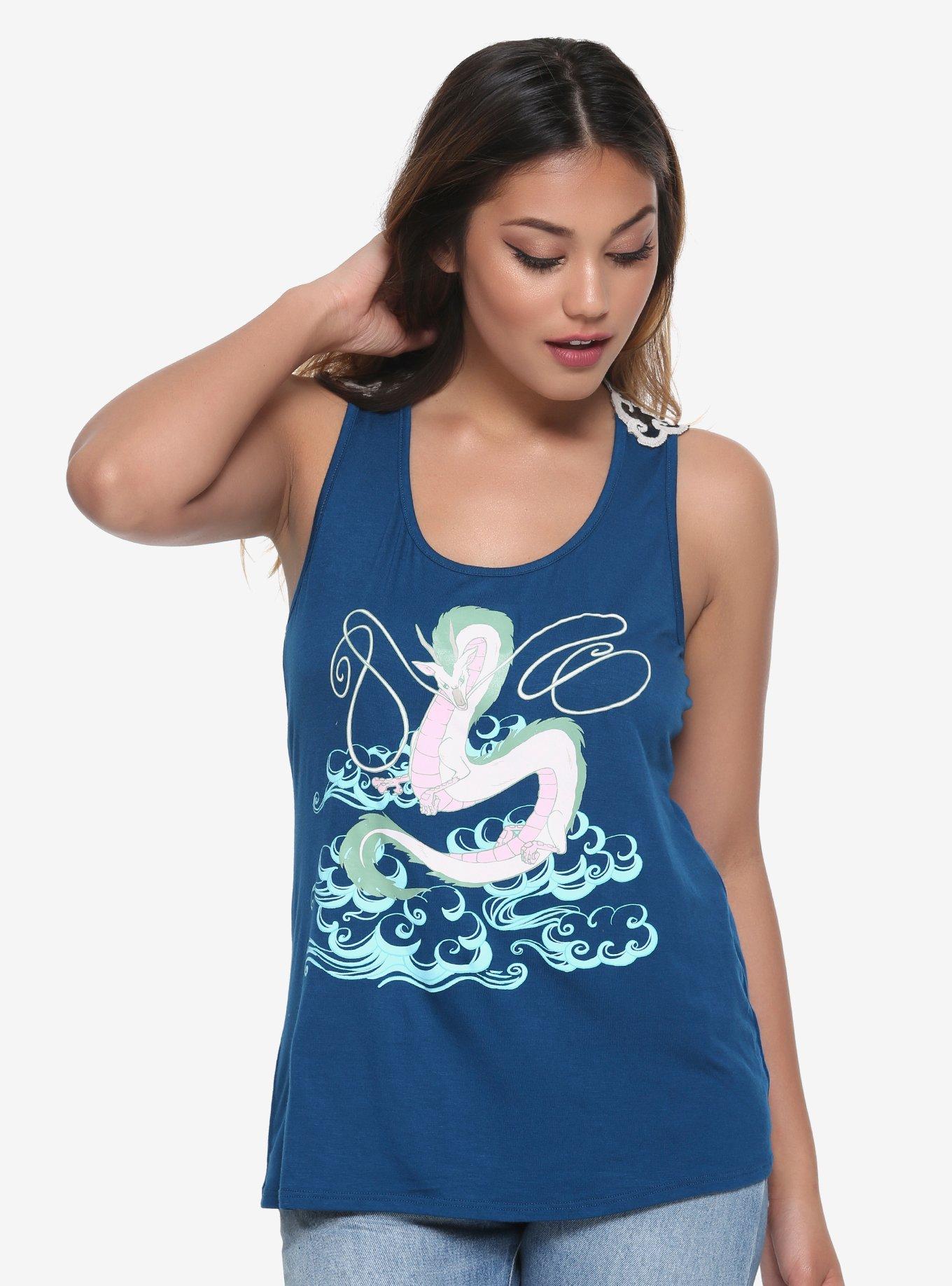 Her Universe Studio Ghibli Spirited Away Haku Crochet Back Girls Tank Top, NAVY, hi-res