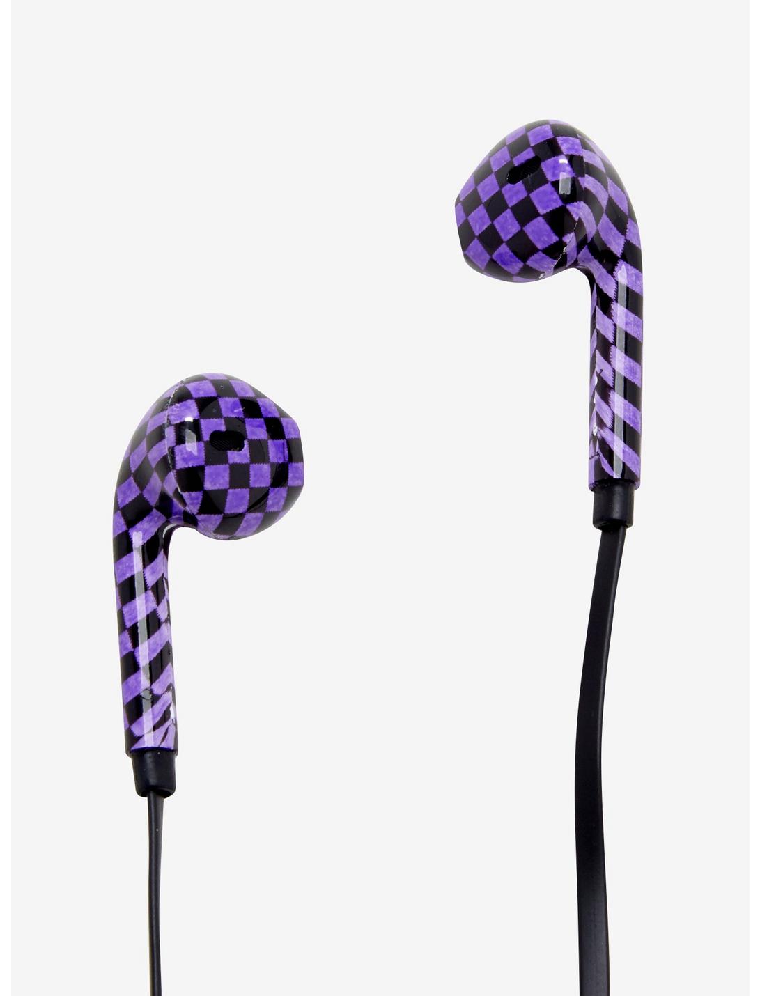 Purple Checkered Bluetooth Earbuds, , hi-res