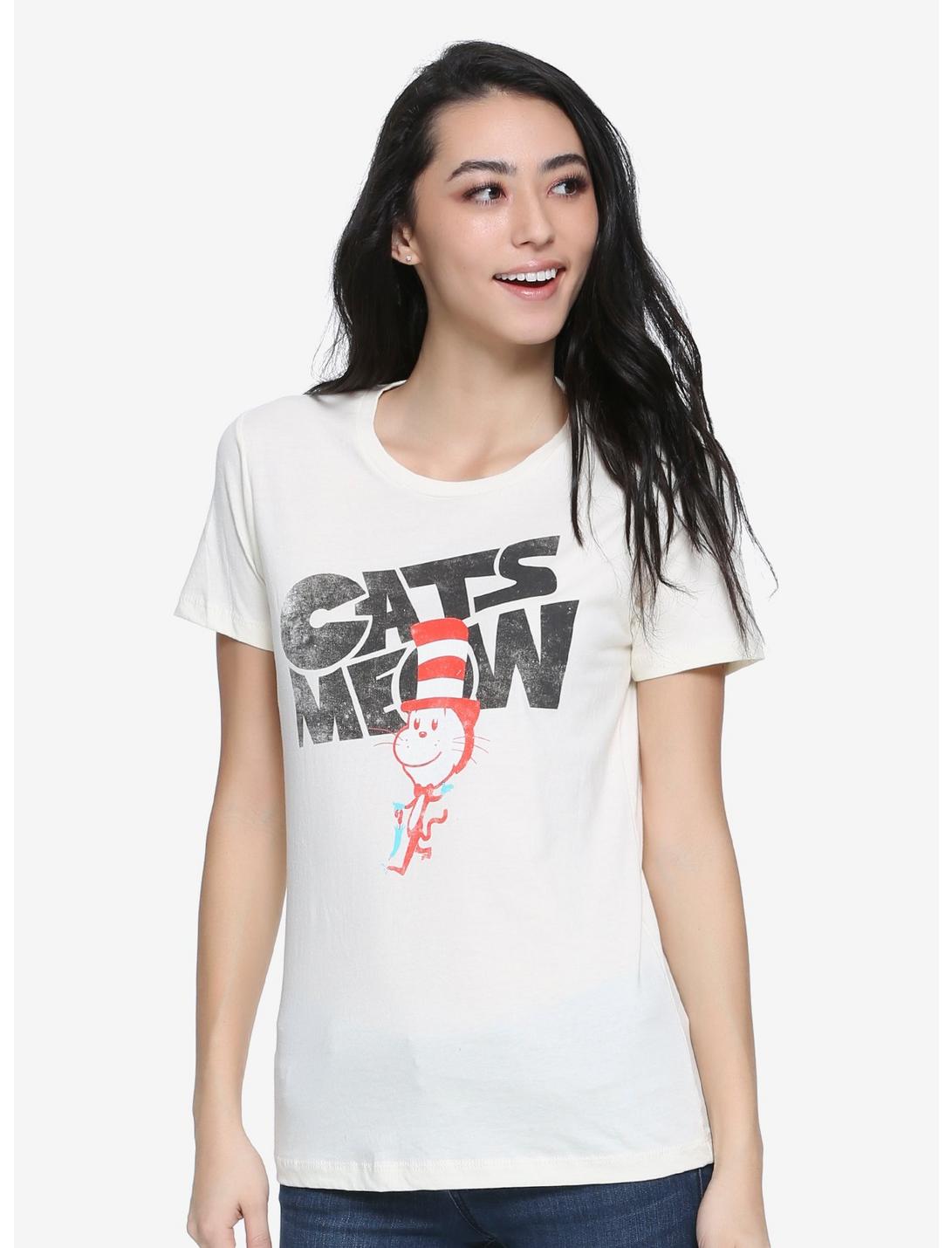 Dr. Seuss The Cat In The Hat Meow Womens Tee - BoxLunch Exclusive, NATURAL, hi-res