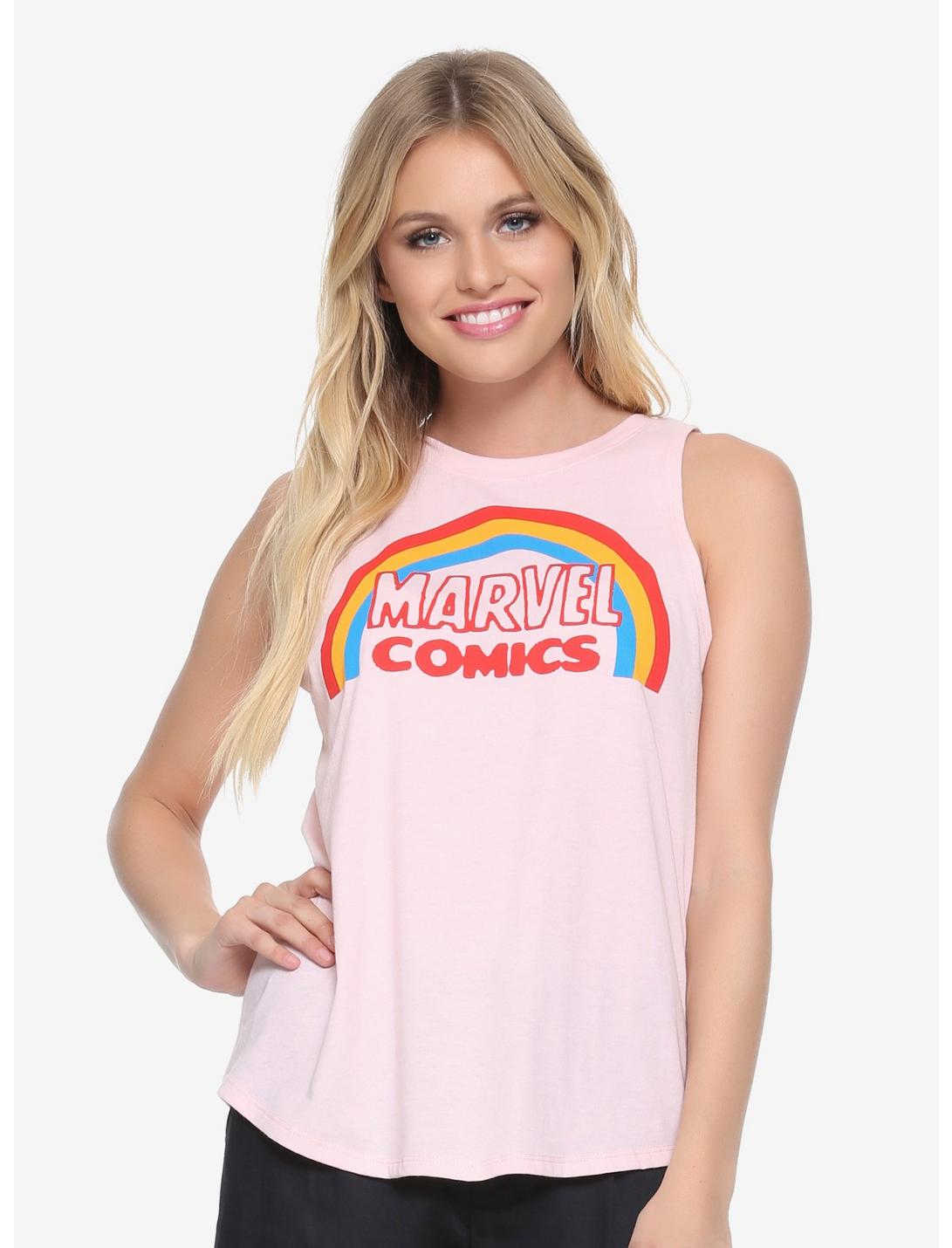 Marvel Comics Rainbow Womens Tank Top - BoxLunch Exclusive, WHITE, hi-res