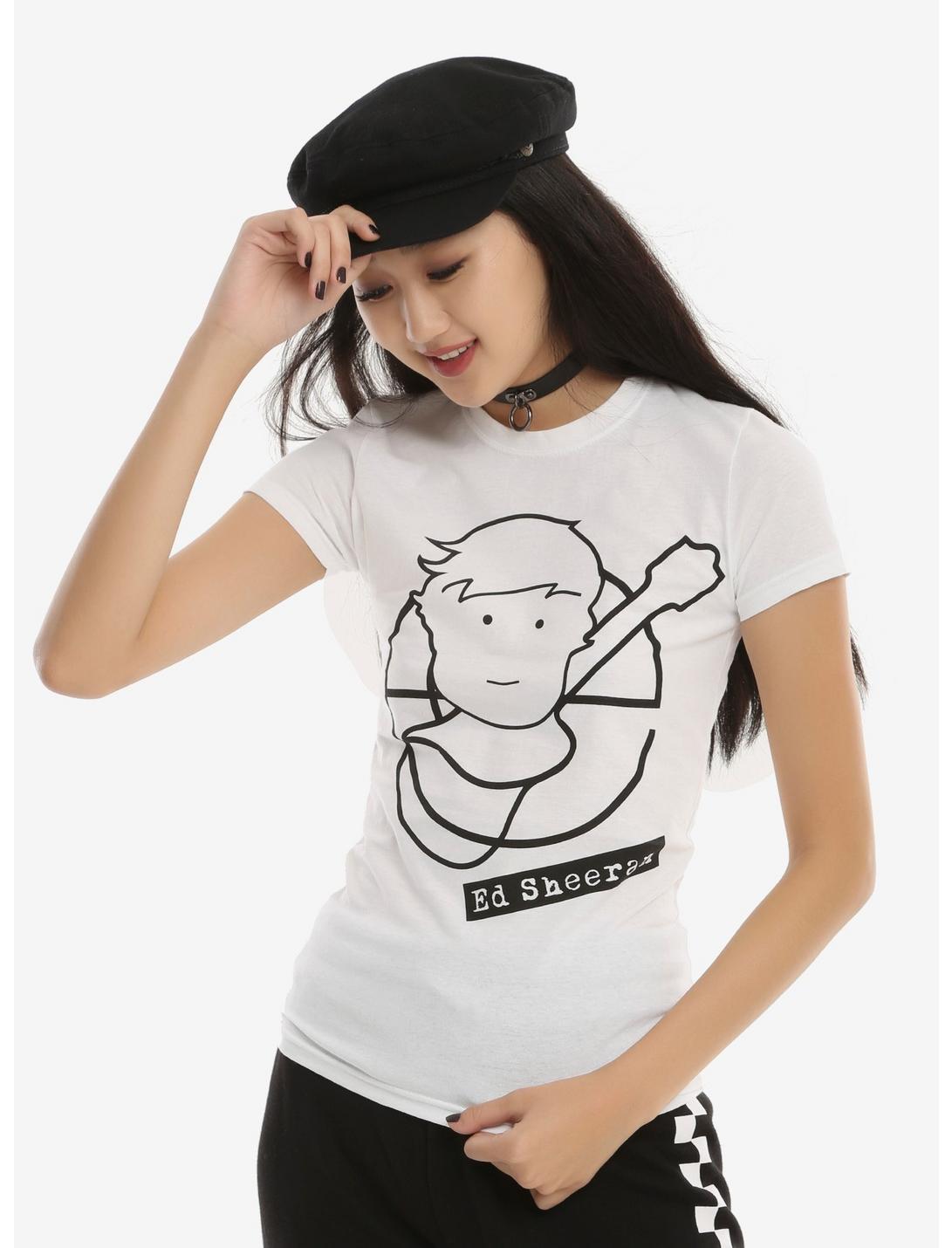 Ed Sheeran Pop Cartoon Girls T-Shirt, WHITE, hi-res