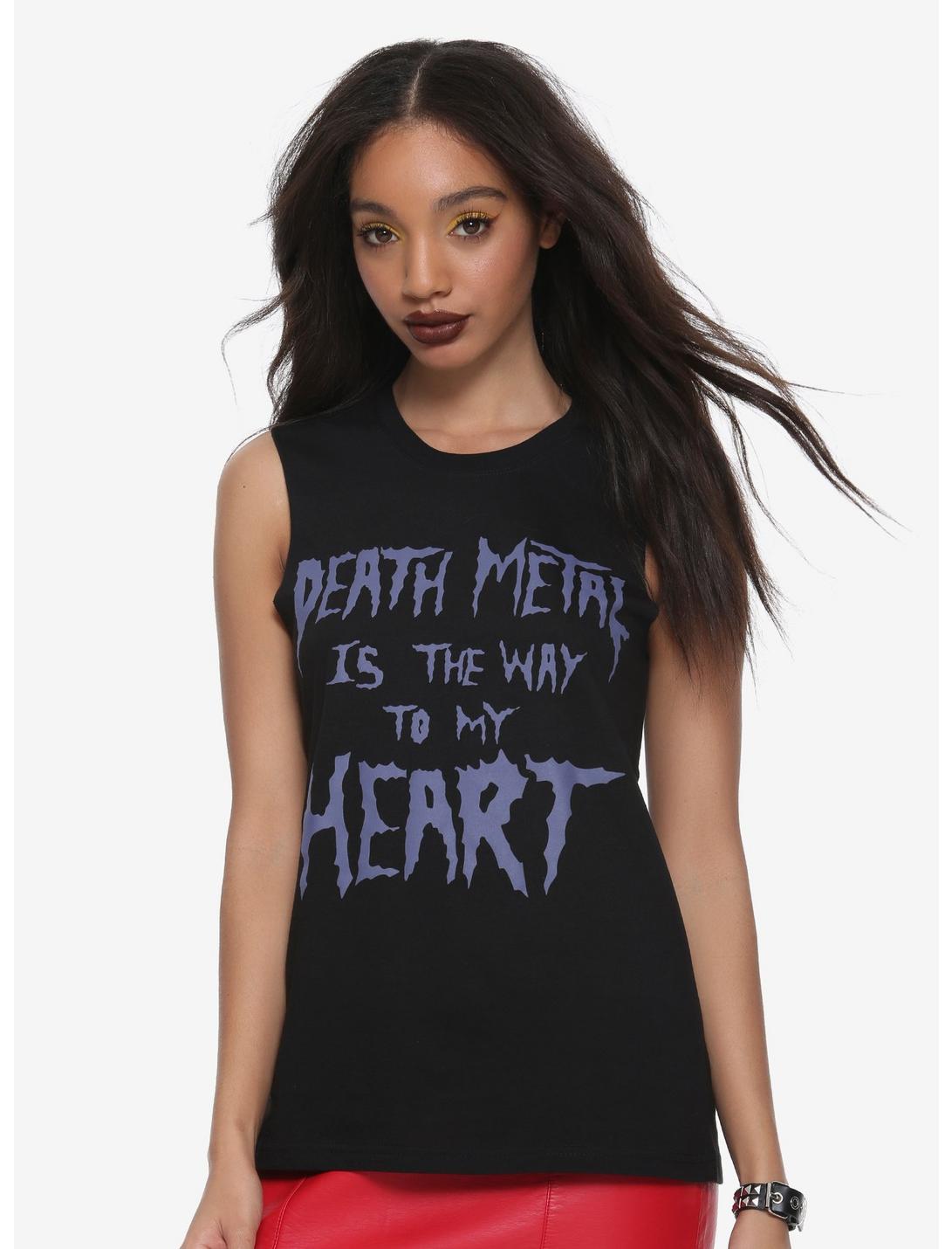 Death Metal Heart Girls Muscle Top, BLACK, hi-res