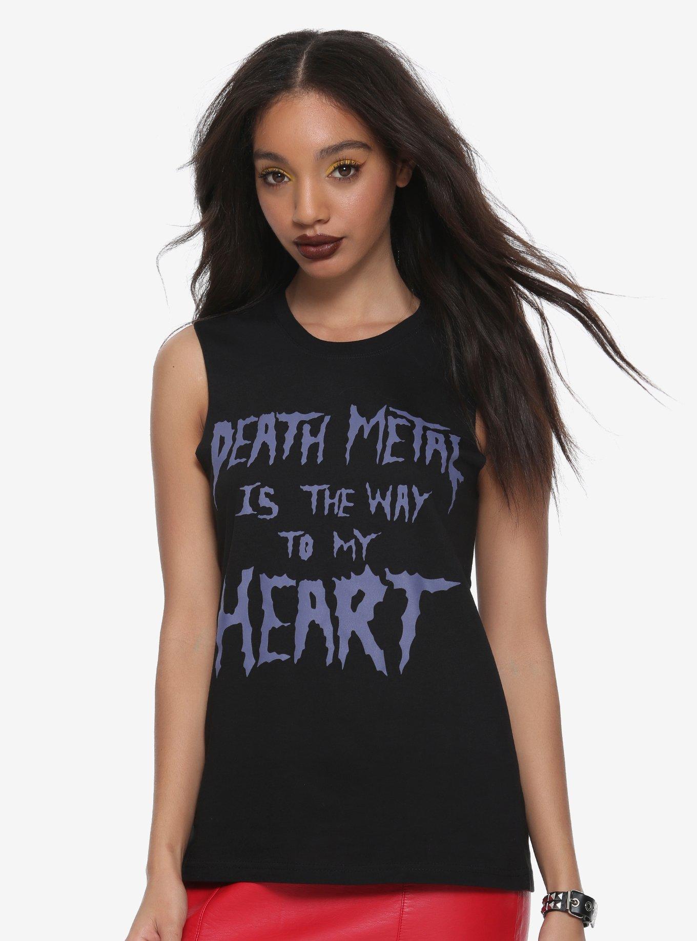 Death Metal Heart Girls Muscle Top, BLACK, hi-res