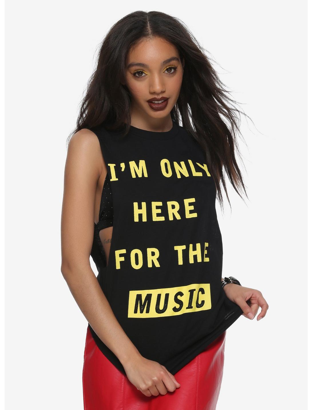 Here For The Music Girls Muscle Top, BLACK, hi-res