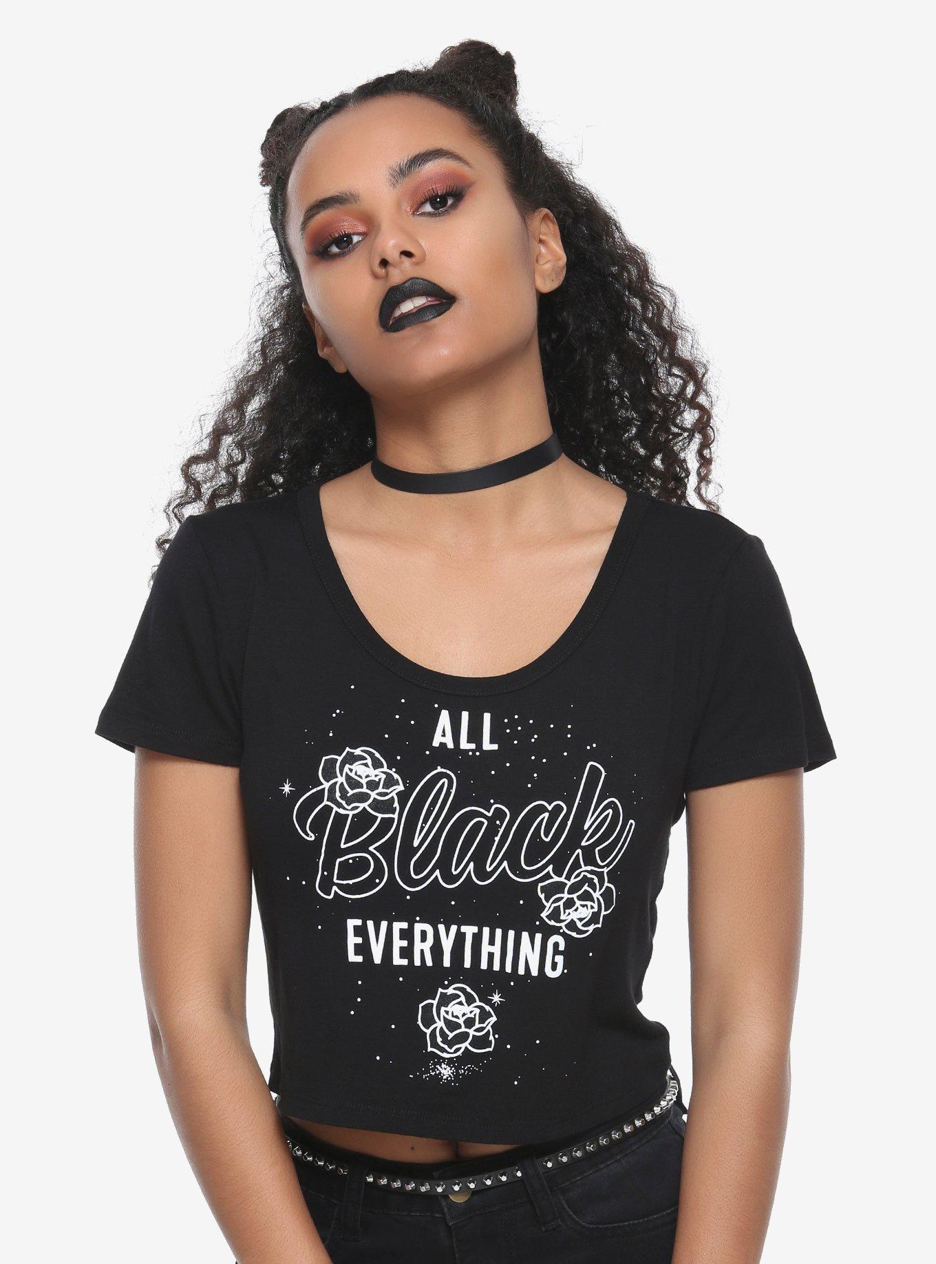 All Black Everything Girls Crop T-Shirt, BLACK, hi-res