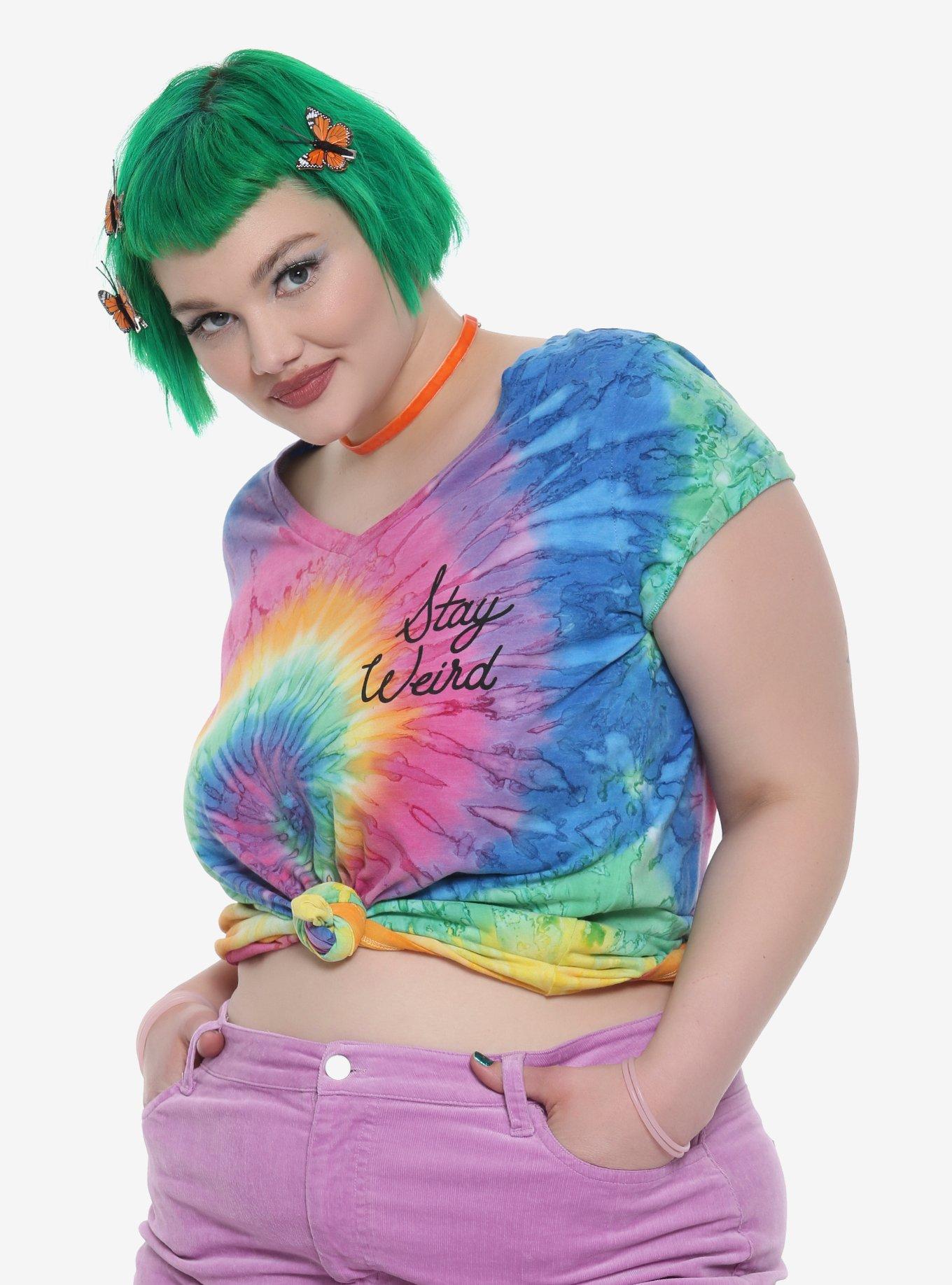 Stay Weird Tie Dye Girls T-Shirt Plus Size, TIE DYE, hi-res