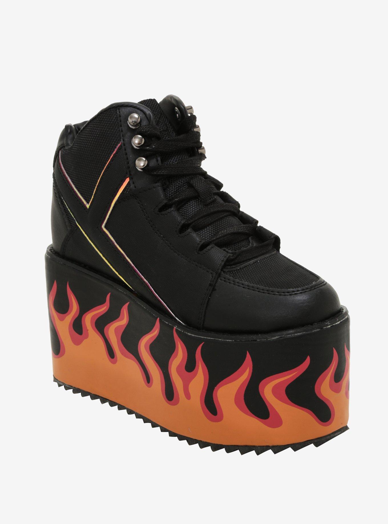 Y.R.U. Qozmo Flame Platform Sneakers, BLACK, hi-res