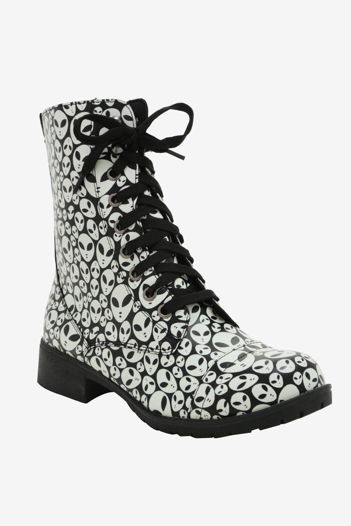 Alien Print Combat Boots, MULTI, hi-res