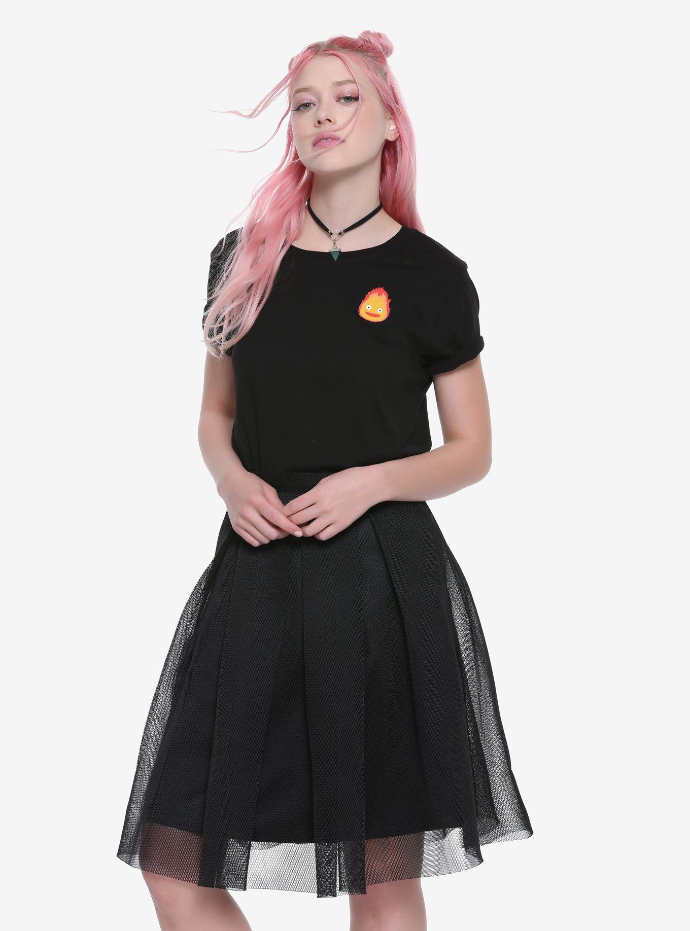 Her Universe Studio Ghibli Howl's Moving Castle Calcifer Girls T-Shirt, BLACK, hi-res