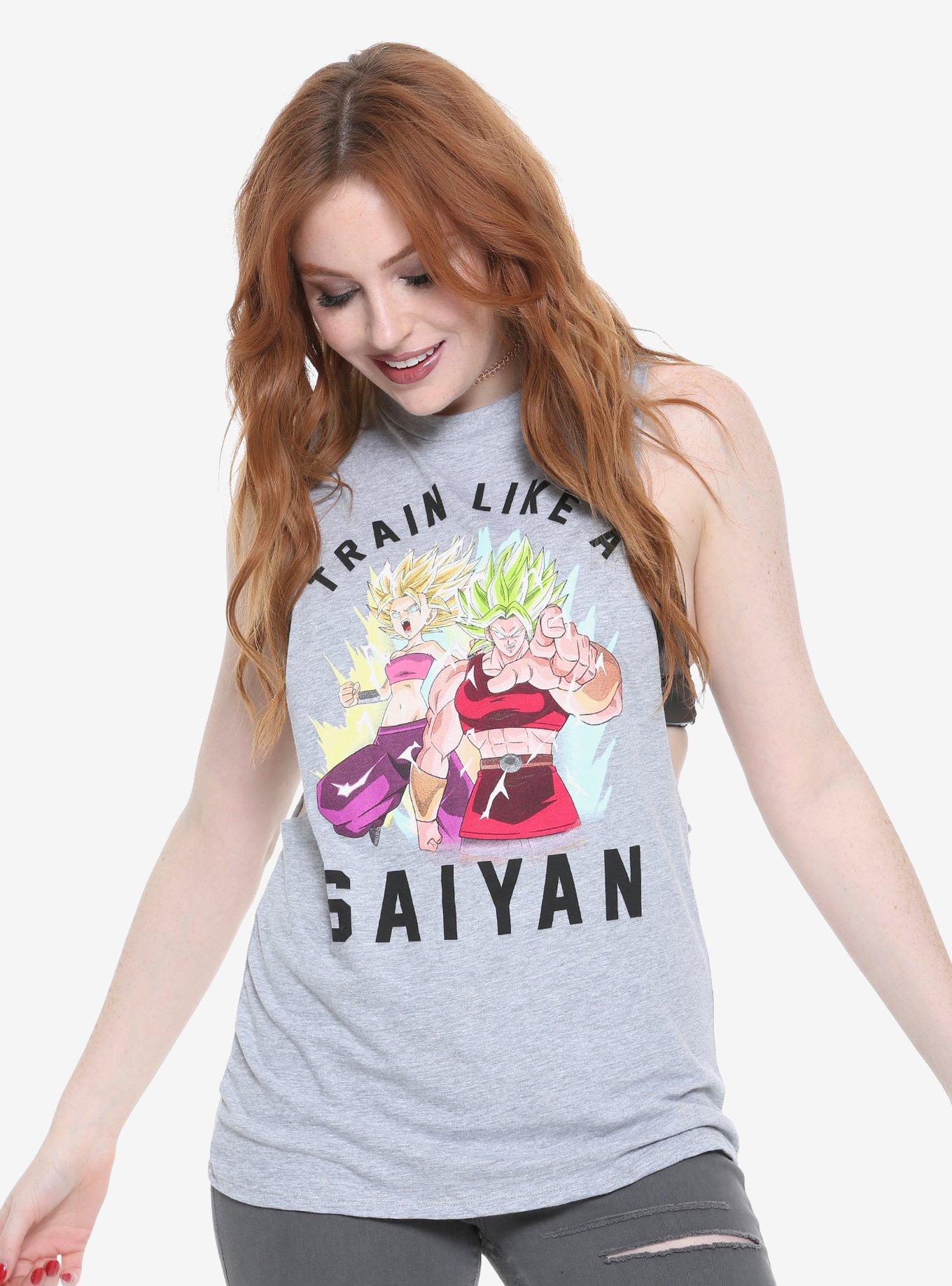Dragon Ball Super Train Like A Saiyan Girls Muscle Top, GREY, hi-res