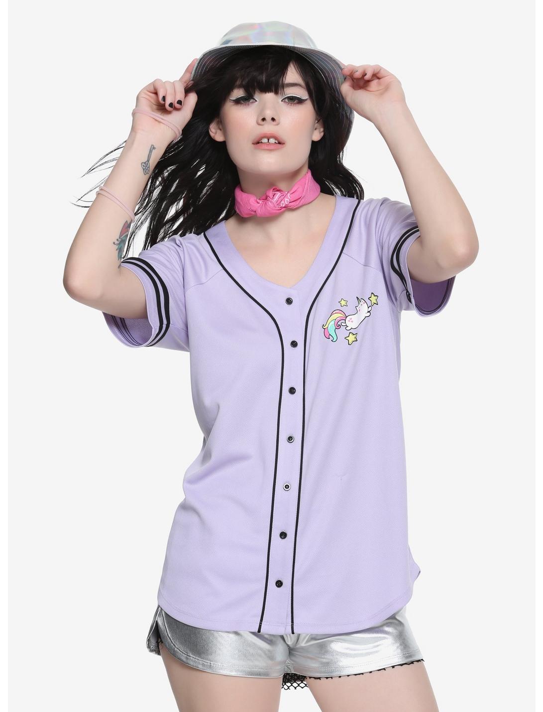 Lavender Caticorn Girls Baseball Jersey, PURPLE, hi-res