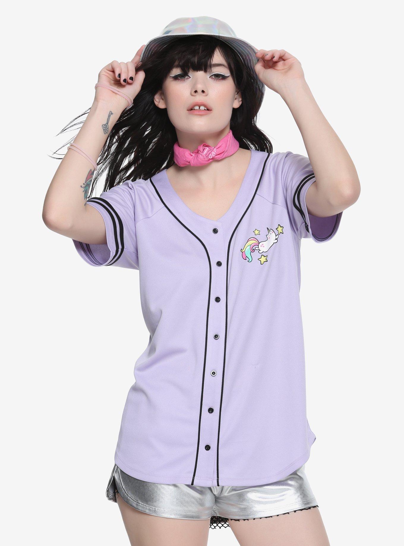 Lavender Caticorn Girls Baseball Jersey, PURPLE, hi-res