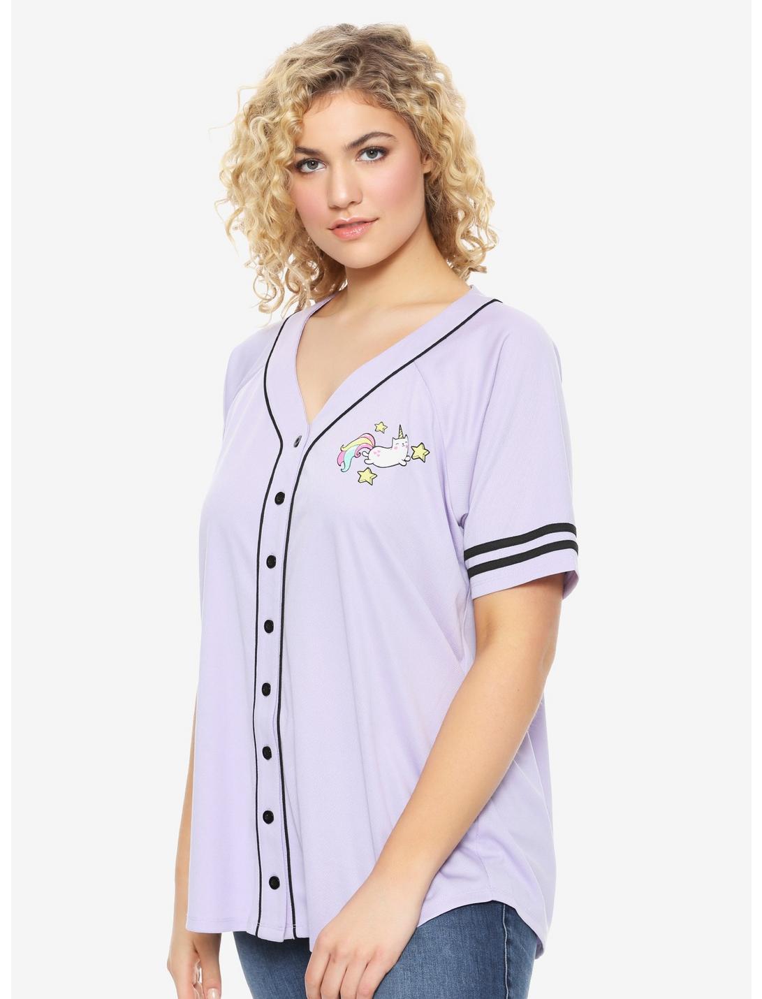 Lavender Caticorn Girls Baseball Jersey Plus Size, PURPLE, hi-res