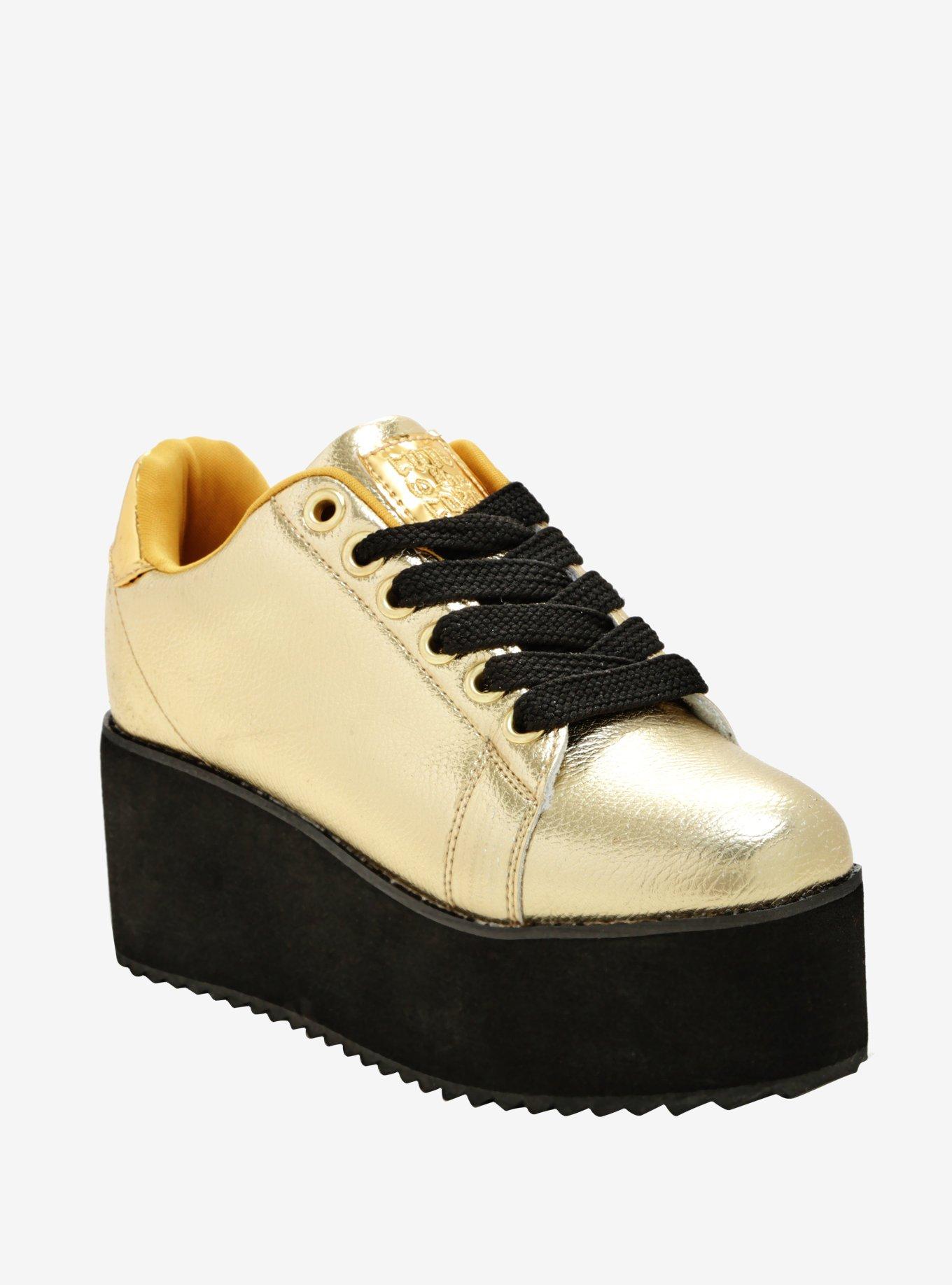 Cute To The Core By YRU LaLa Gold Sneakers Hot Topic Exclusive, MULTI, hi-res