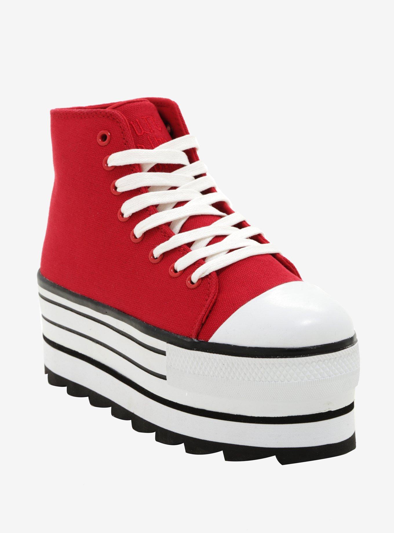 Cute To The Core By YRU Elevation Red Hi Top Sneakers Hot Topic Exclusive Hot Topic