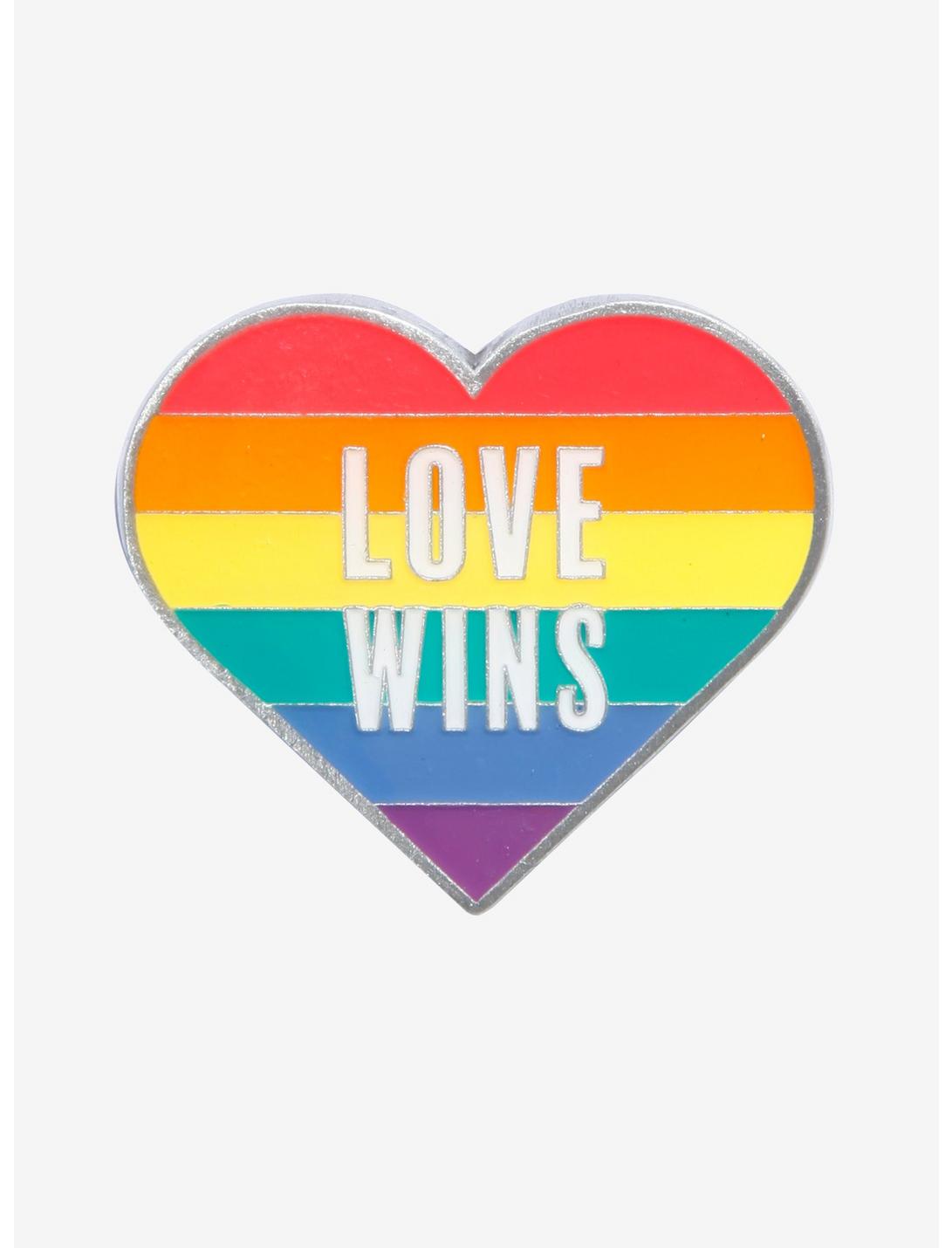Love Wins Rainbow Heart Enamel Pin, , hi-res