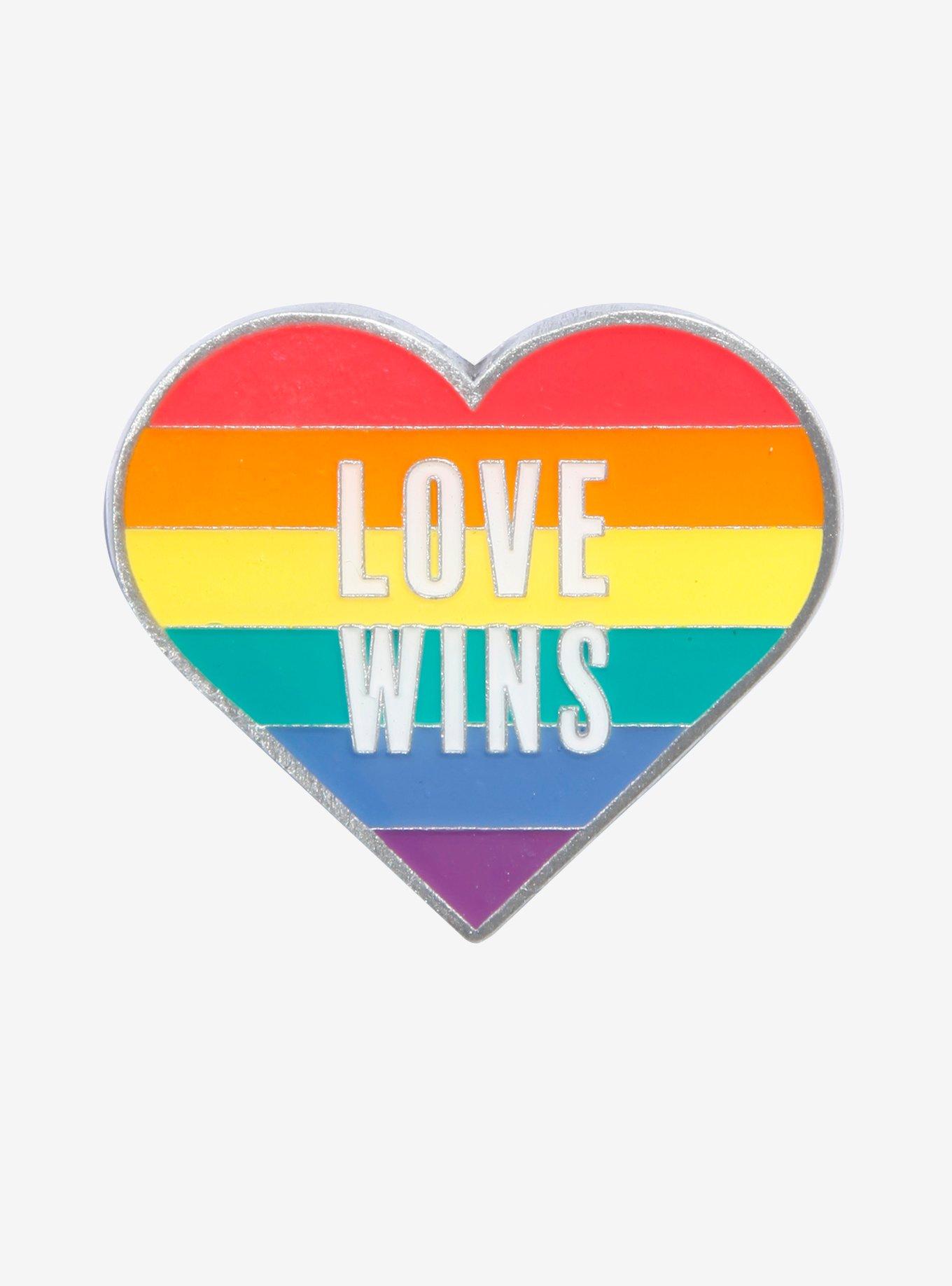 Love Wins Rainbow Heart Enamel Pin, , hi-res