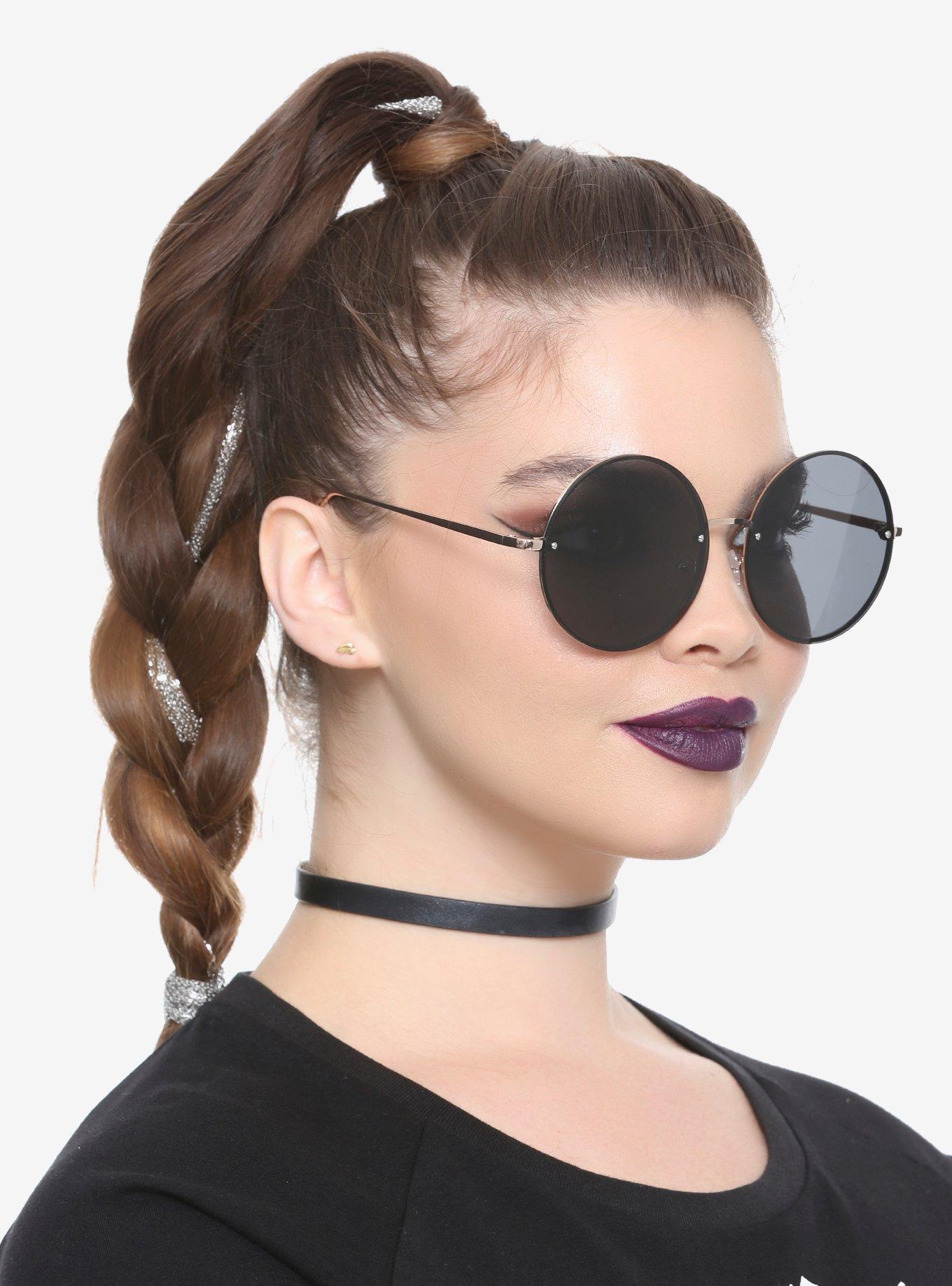 Large Black Round Sunglasses Hot Topic