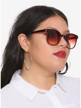 Black & Red Round Frame Sunglasses, , hi-res