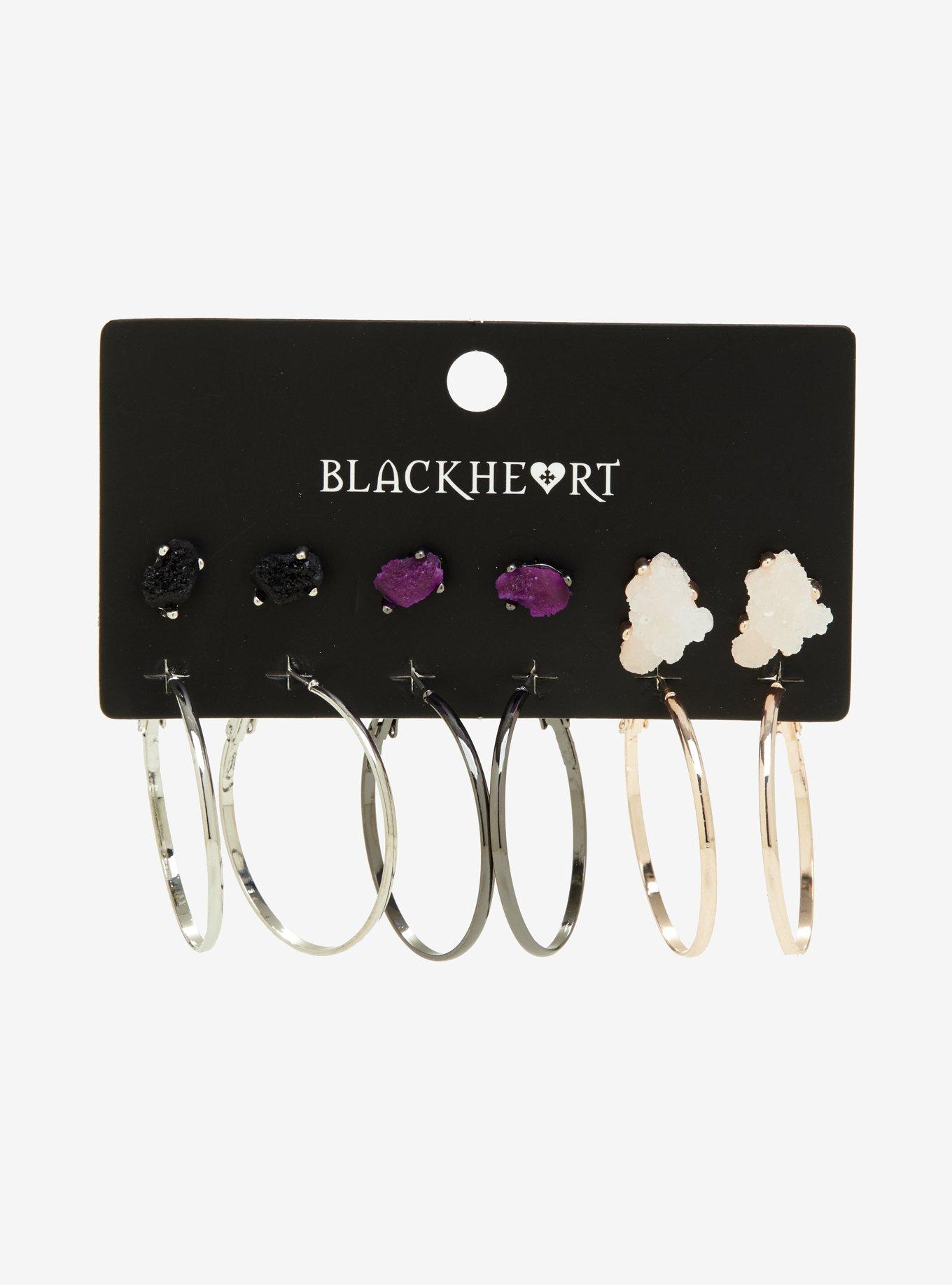 Blackheart Crystal Hoop Earring Set, , hi-res