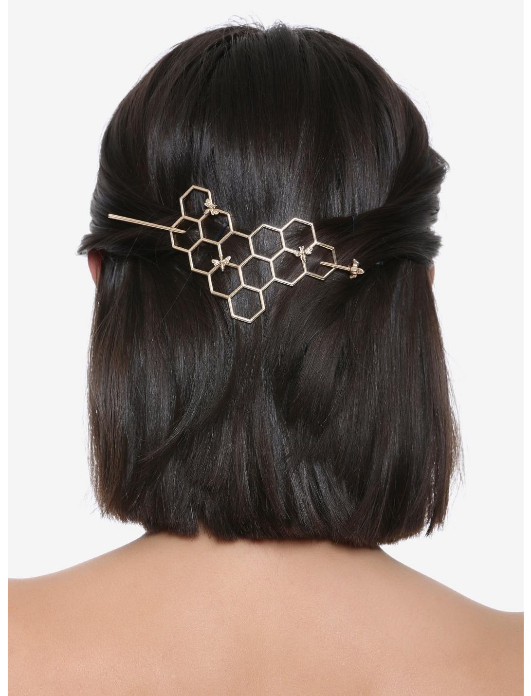 Gold Honeycomb Hair Pin, , hi-res