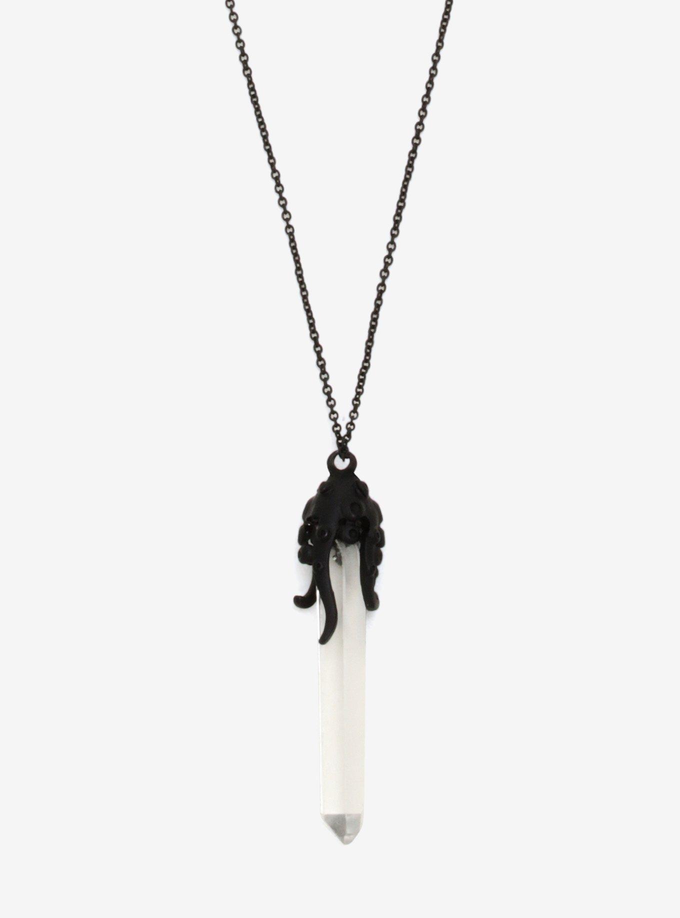 Blackheart Black Octopus Tentacle Crystal Necklace, , hi-res