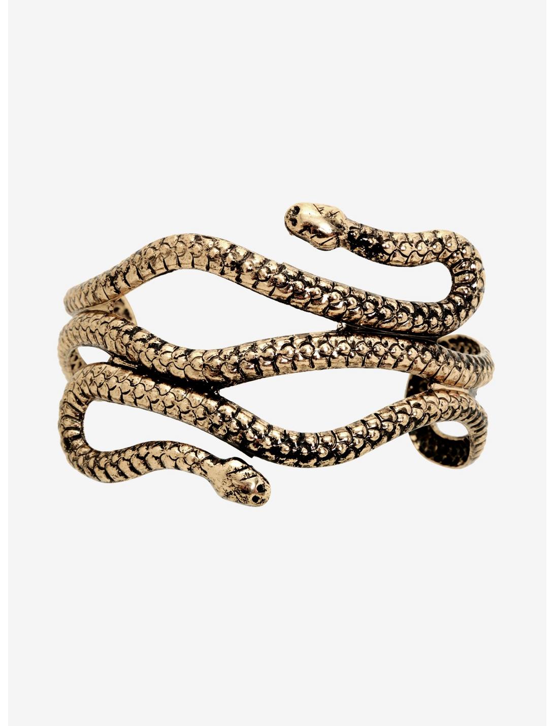 Blackheart Gold Snake Cuff Bracelet, , hi-res