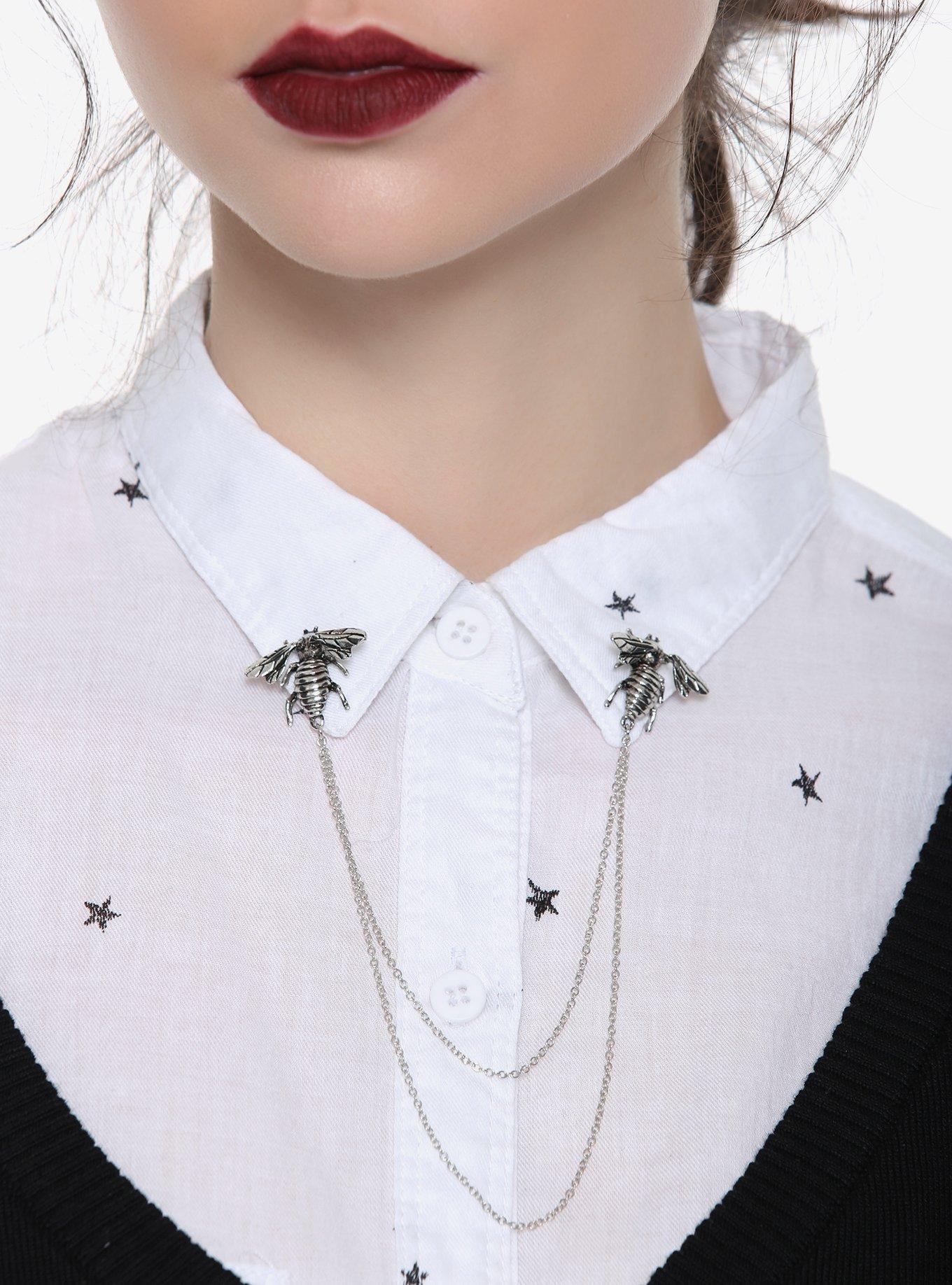 Blackheart Bee Collar Pins, , hi-res