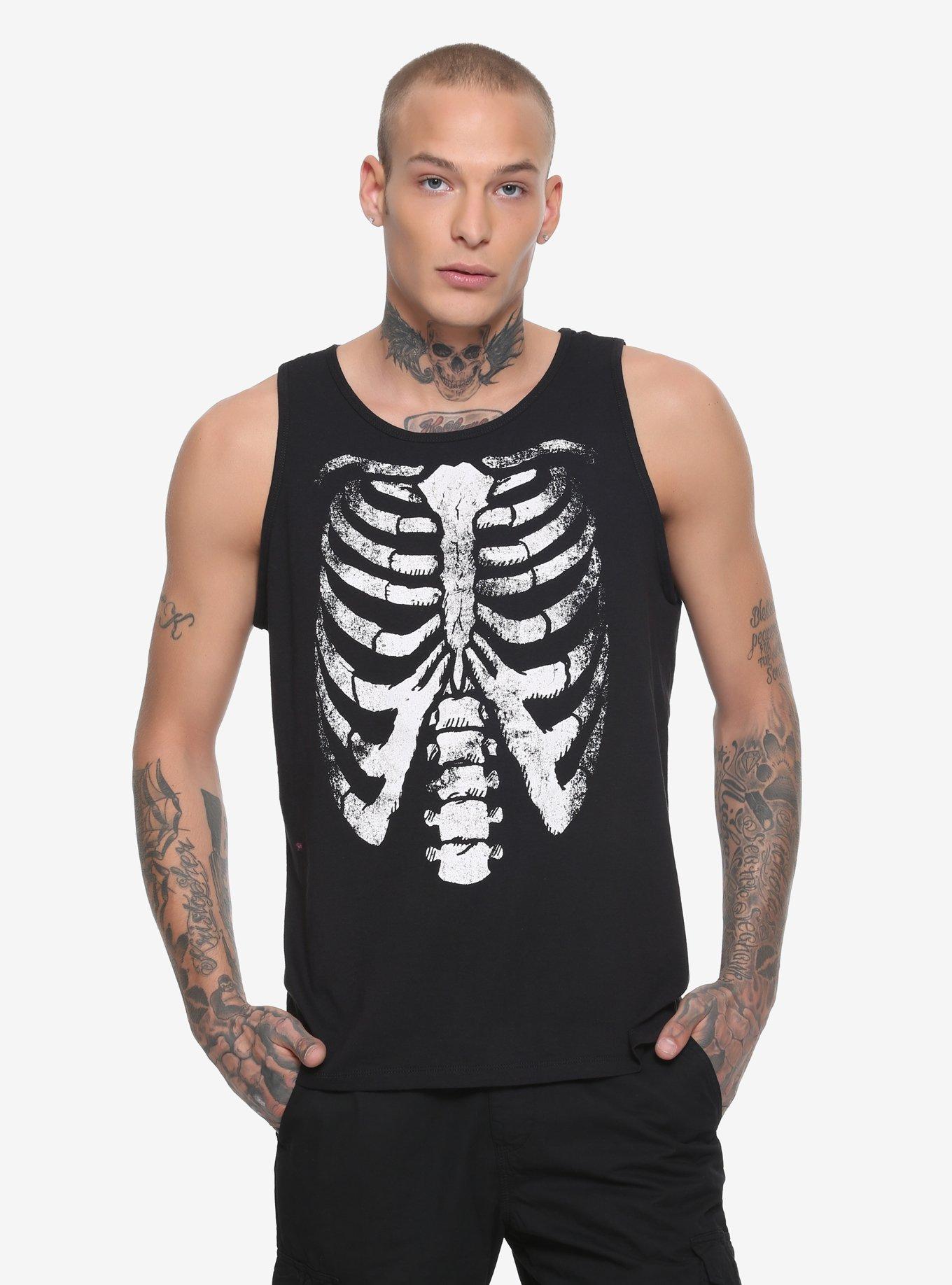 Rib Cage Tank Top, BLACK, hi-res