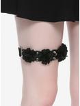 Black Flower & Spike Leg Belt, , hi-res