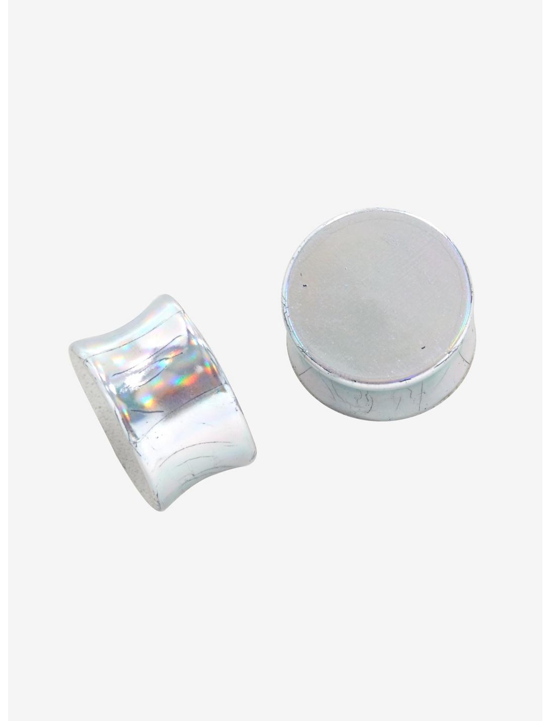 Acrylic Silver Holographic Double Flare Plug 2 Pack, MULTI, hi-res