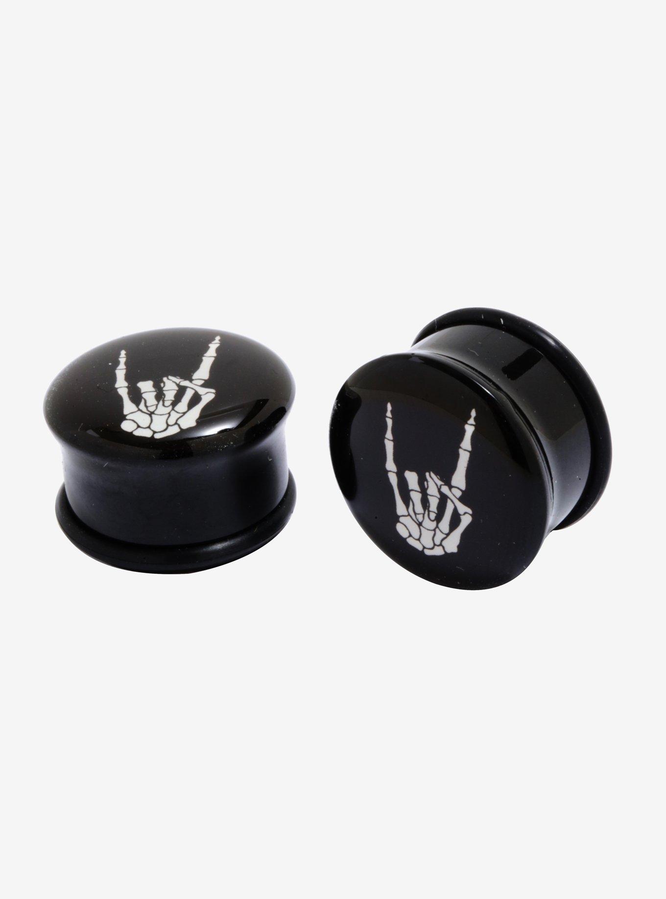 Acrylic Skeleton Metal Hands Black Plug 2 Pack, MULTI, hi-res